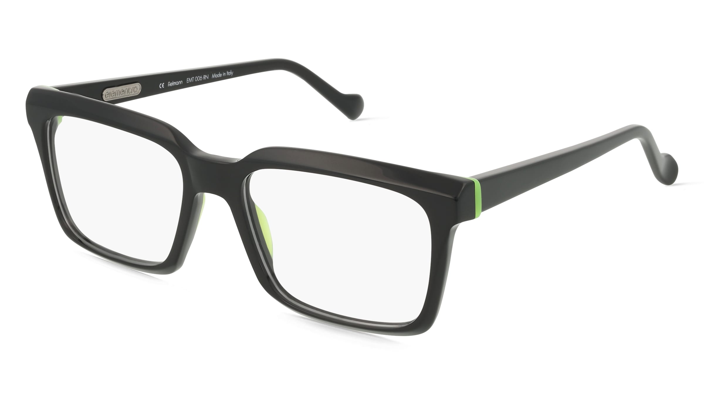 Fielmann Elementra EMT 006 RN Herren-Brille inkl. Gläser Vollrand Quadratisch Acetat-Gestell 55/18/145, Schwarz