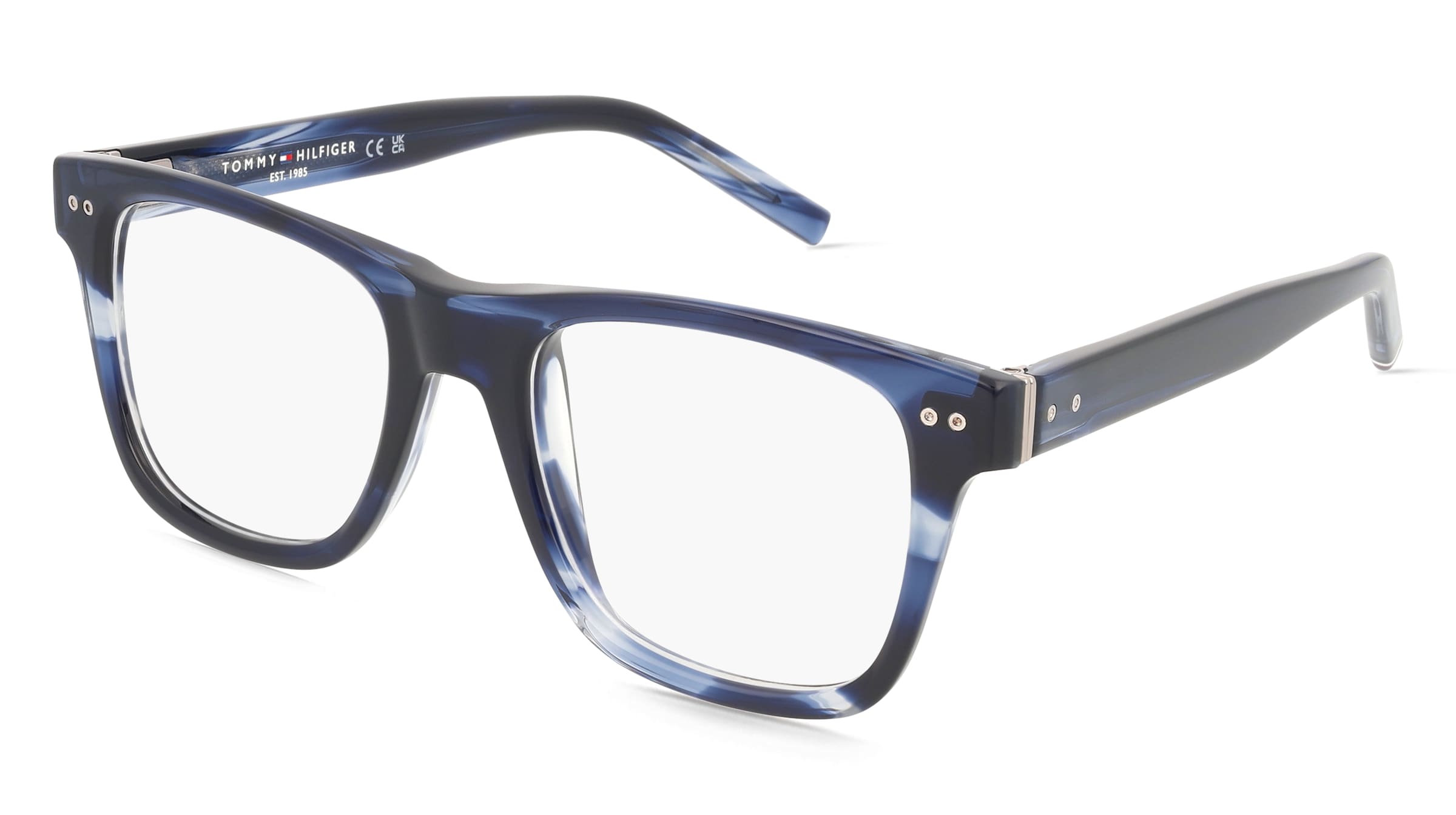 Tommy Hilfiger TH 85 Herren-Brille inkl. Gläser Vollrand Quadratisch Acetat-Gestell 52/20/150, Blau