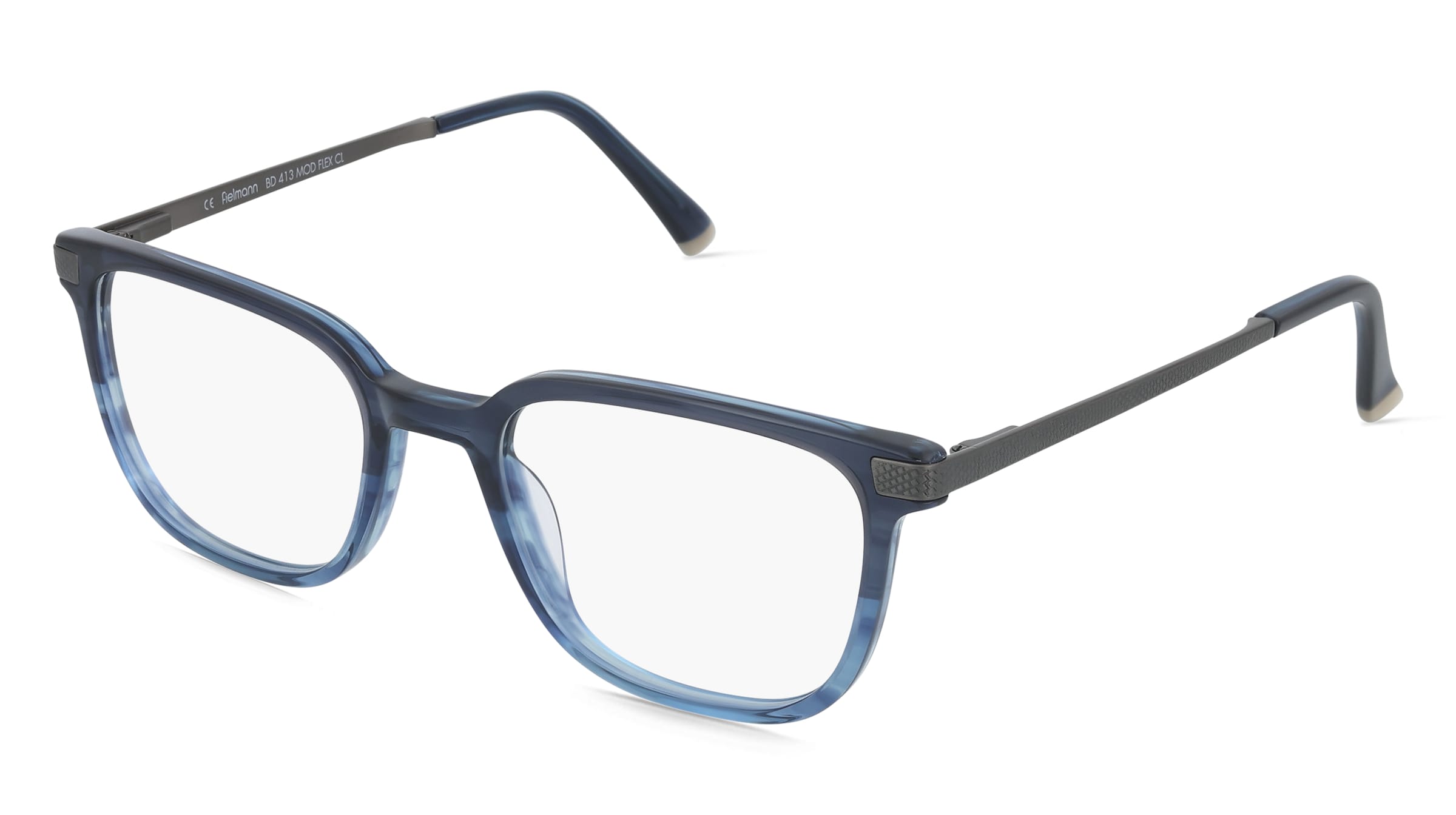 Fielmann BD 413 MOD FLEX CL Herren-Brille inkl. Gläser Vollrand Quadratisch Acetat-Gestell 52/20/140, Blau