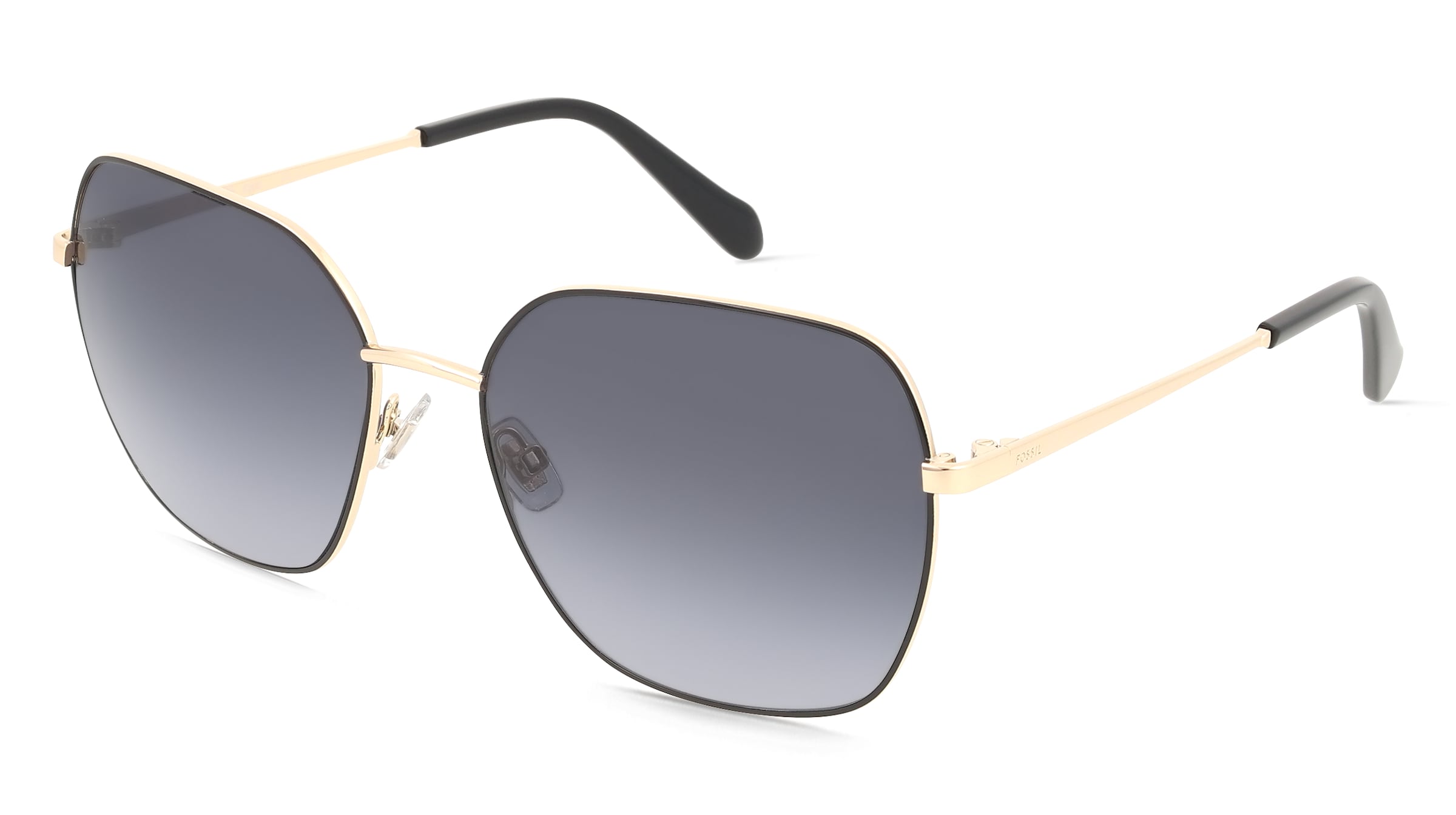 Fossil FOS 3174/G/S Damen-Sonnenbrille Vollrand Quadratisch Edelstahl-Gestell, Schwarz