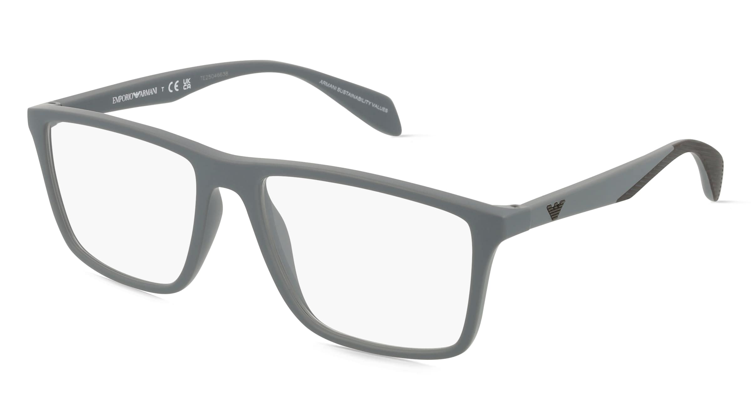 Emporio Armani EA3230 Herren-Brille inkl. Gläser Vollrand Quadratisch Kunststoff-Gestell 55/17/145, Grau