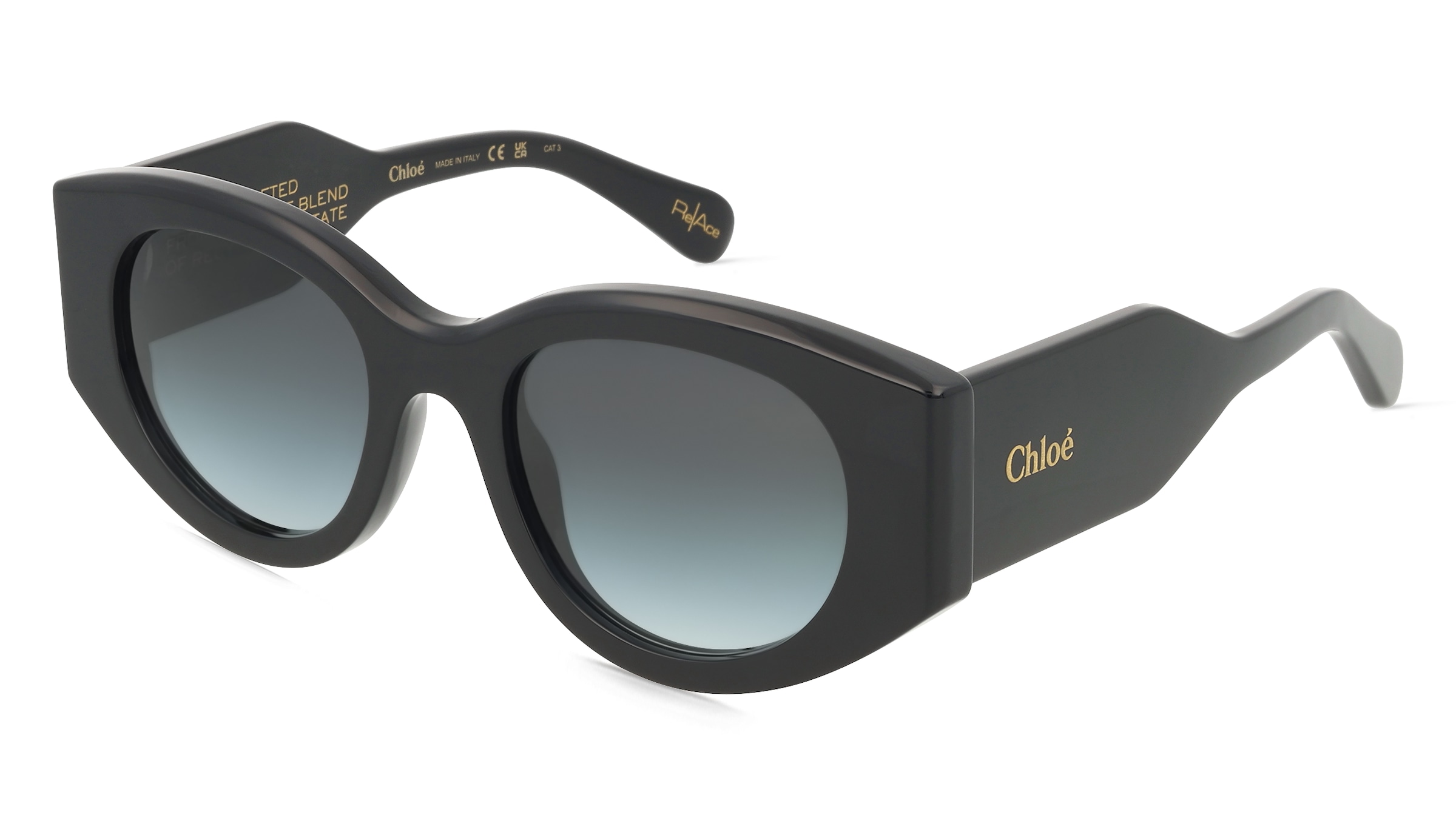 Chloé CH0251S Unisex-Sonnenbrille Vollrand Oval Acetat-Gestell, Schwarz