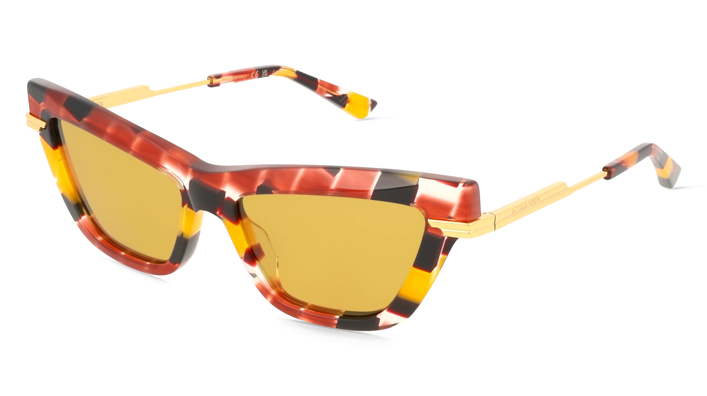 Bottega Veneta BV1241S Damen-Sonnenbrille Vollrand Cat Eye Acetat-Gestell, Bunt