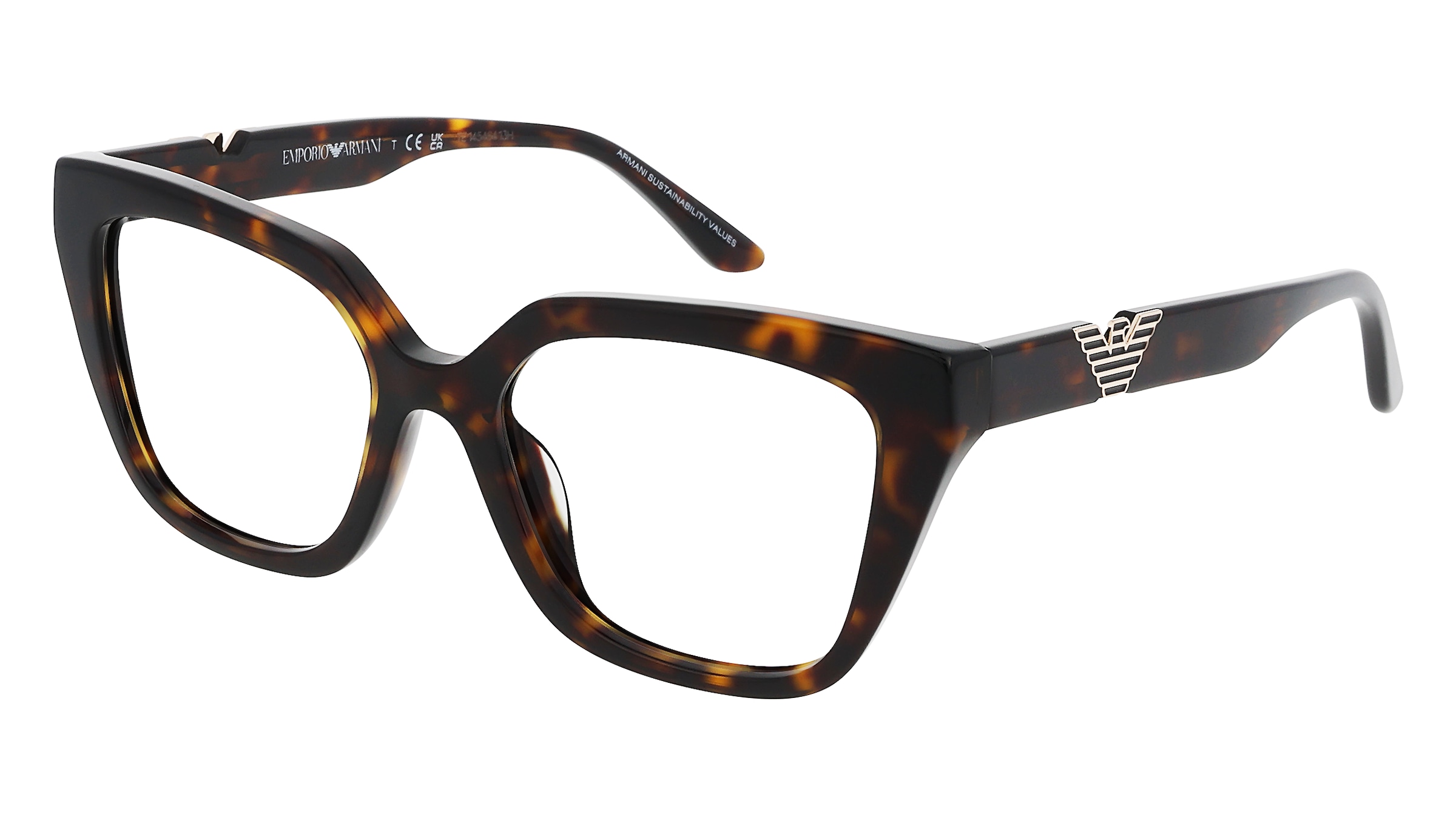 Emporio Armani 0EA3267U Damen-Brille inkl. Gläser Vollrand Cat Eye Acetat-Gestell 52/18/140, Havanna