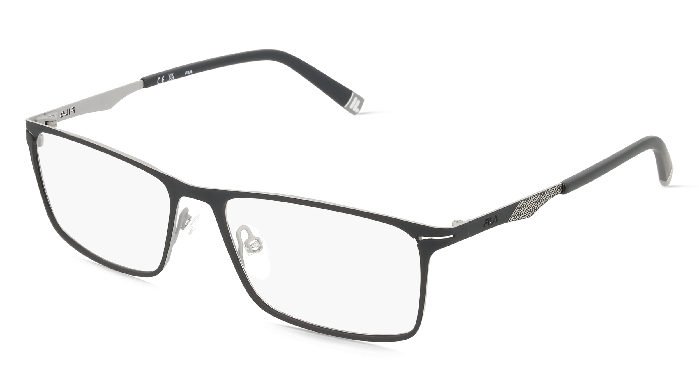 Fila FIAVFI122 Unisex-Brille inkl. Gläser Vollrand Quadratisch Metall-Gestell 55/16/145, Grau