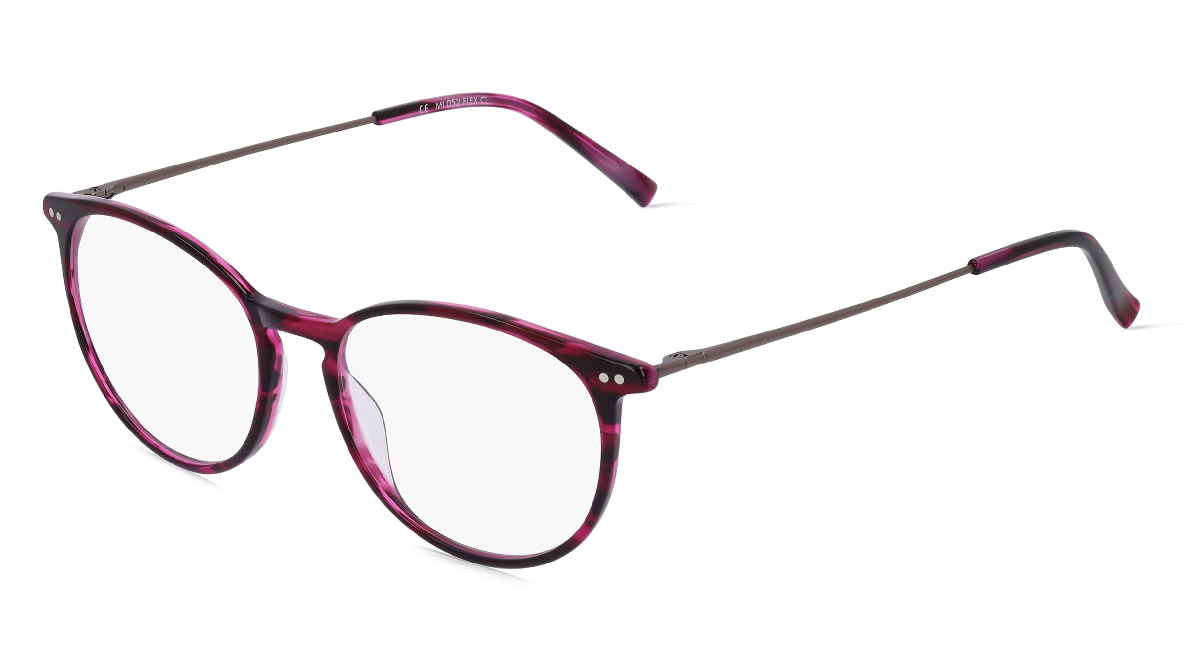 Fielmann MI 052 FLEX CL Unisex-Brille inkl. Gläser Vollrand Panto Acetat-Gestell 51/17/145, Lila