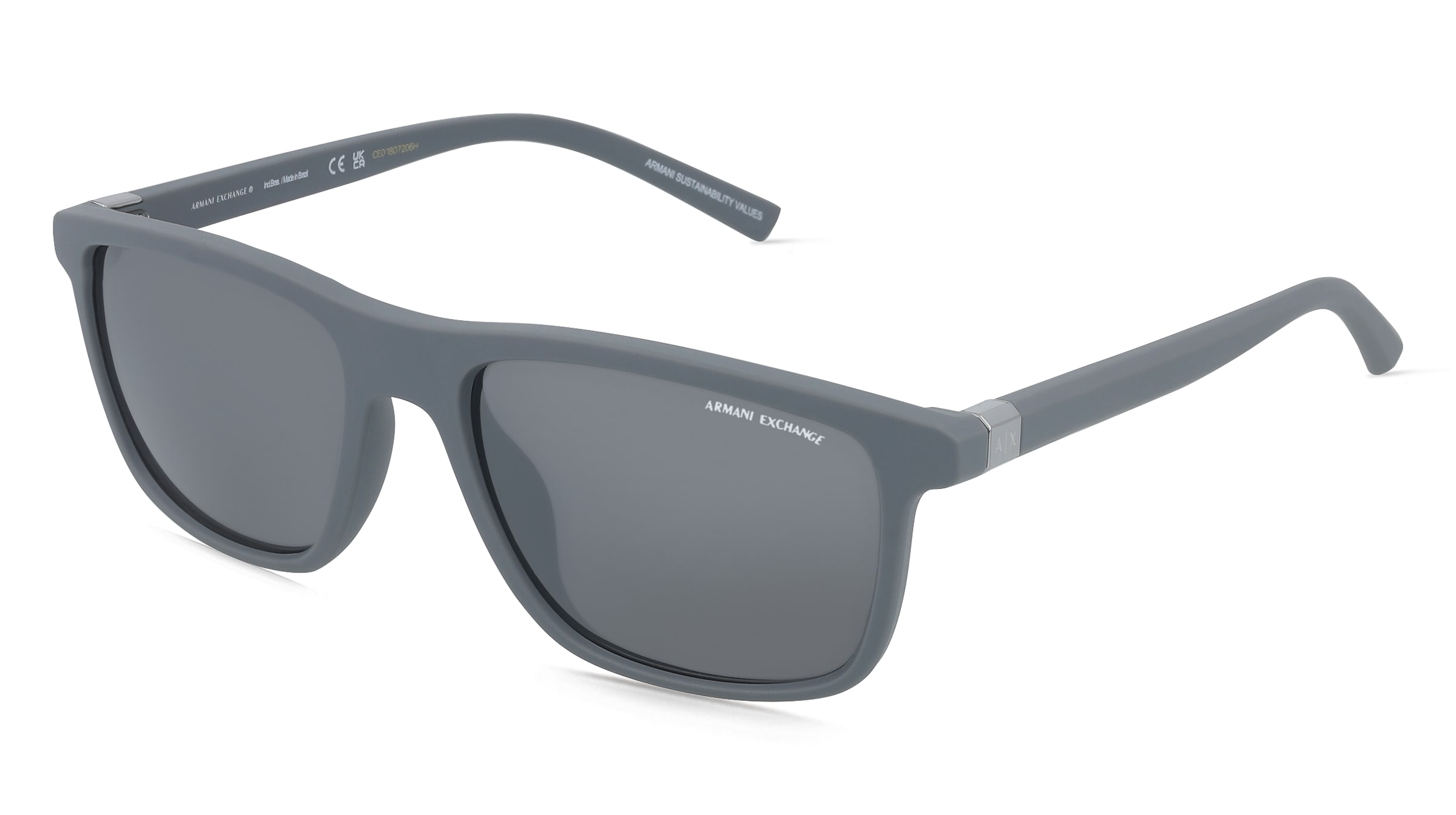 Emporio Armani AX4167SU Herren-Sonnenbrille Vollrand Quadratisch Kunststoff-Gestell, Grau