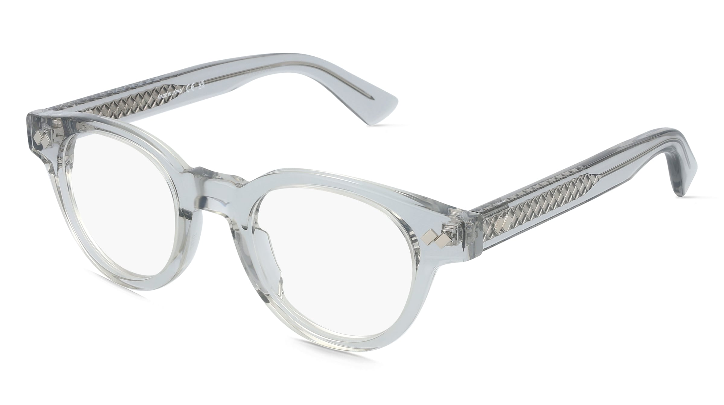 Bottega Veneta BV1443O Unisex-Brille inkl. Gläser Vollrand Rund Acetat-Gestell 45/22/145, Grau