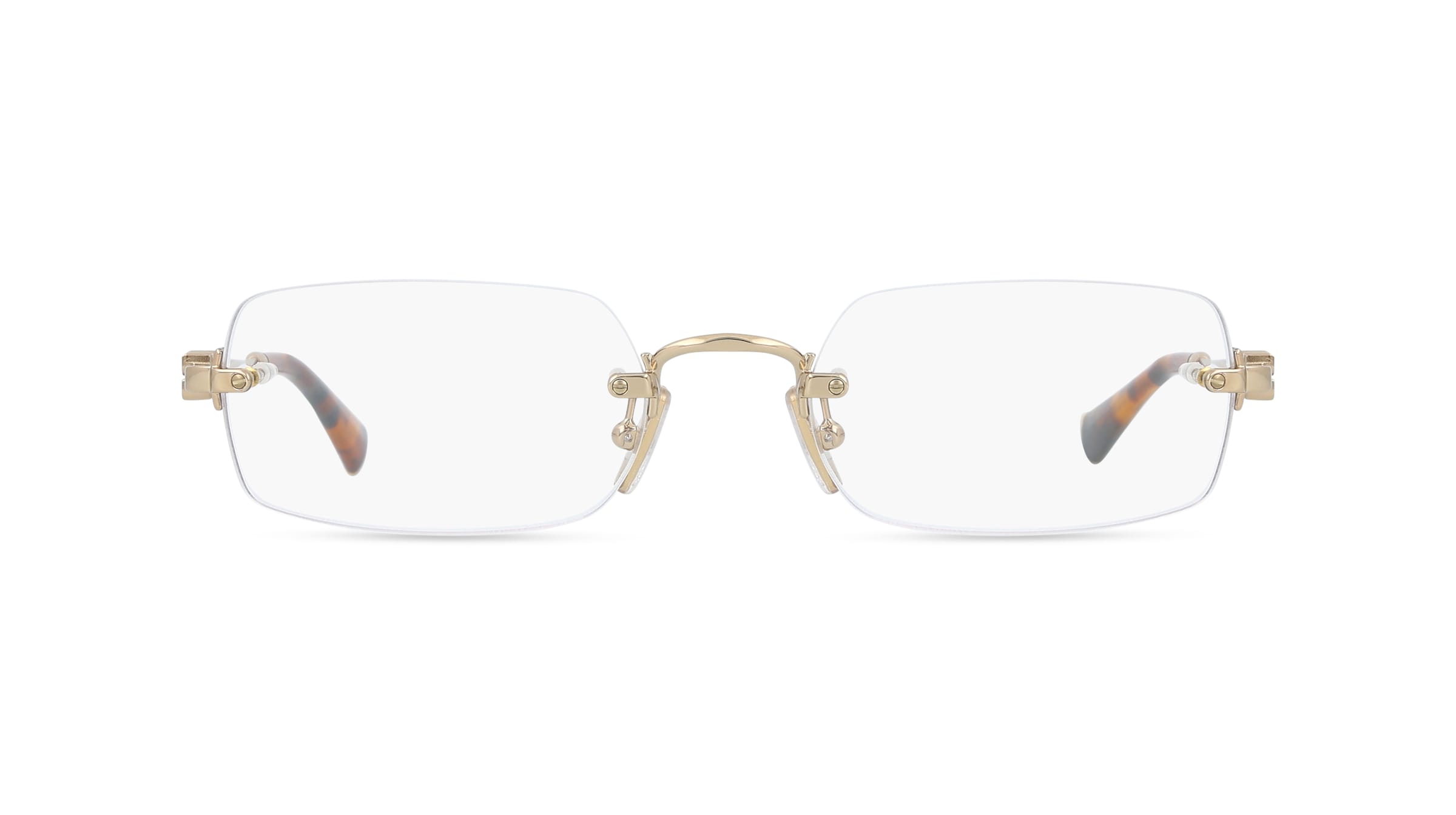 Miu Miu MU 50YV Damen-Brille inkl. Gläser Randlos Eckig Metall-Gestell 50/20/140, Gold