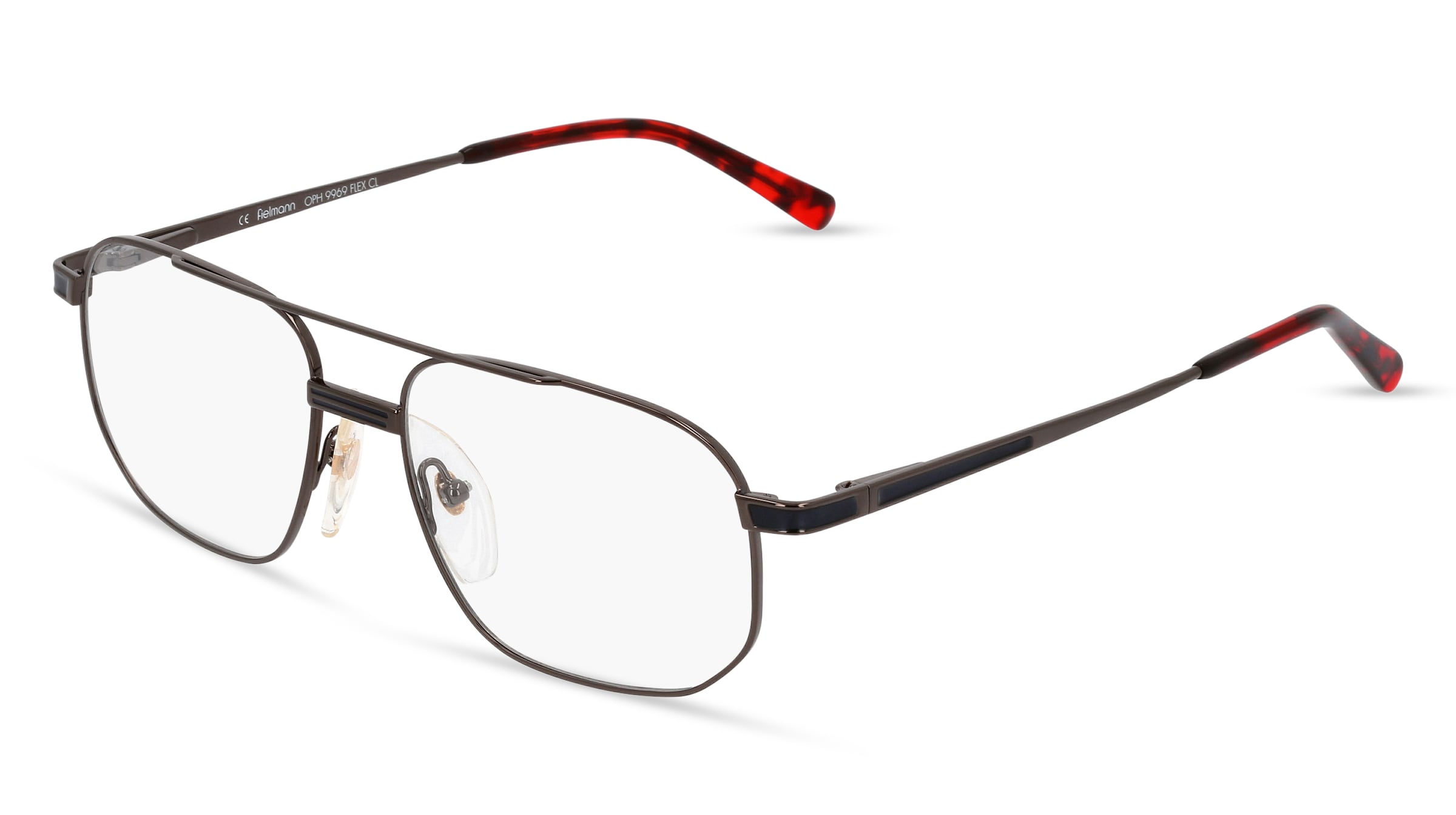 Fielmann OPH 9969 FLEX CL Herren-Brille inkl. Gläser Vollrand Quadratisch Metall-Gestell 56/17/145, Grau