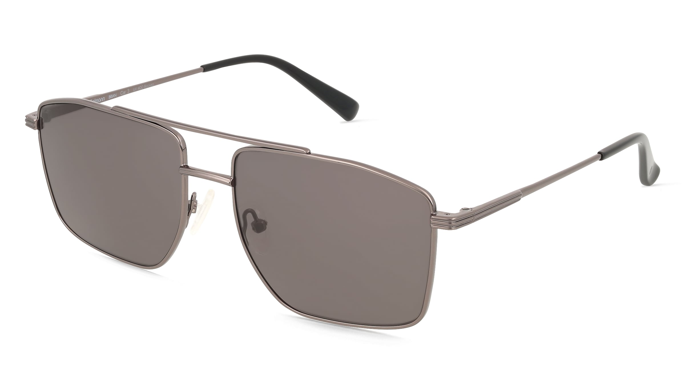 Fielmann BD 583 SUN FA BRIAN Herren-Sonnenbrille Vollrand Quadratisch Edelstahl-Gestell, Grau