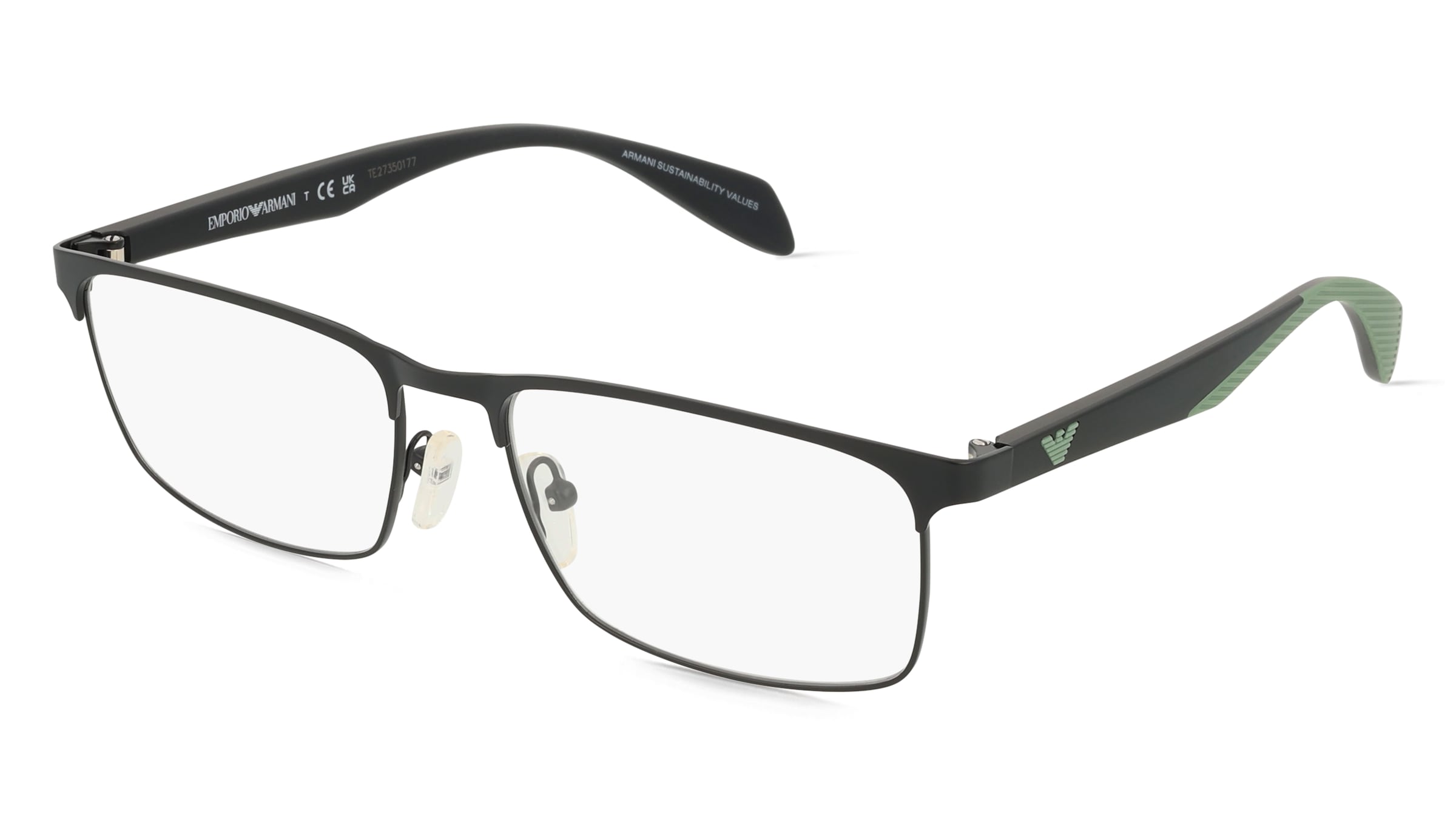 Emporio Armani EA1149 Herren-Brille inkl. Gläser Vollrand Eckig Metall-Gestell 56/17/145, Schwarz