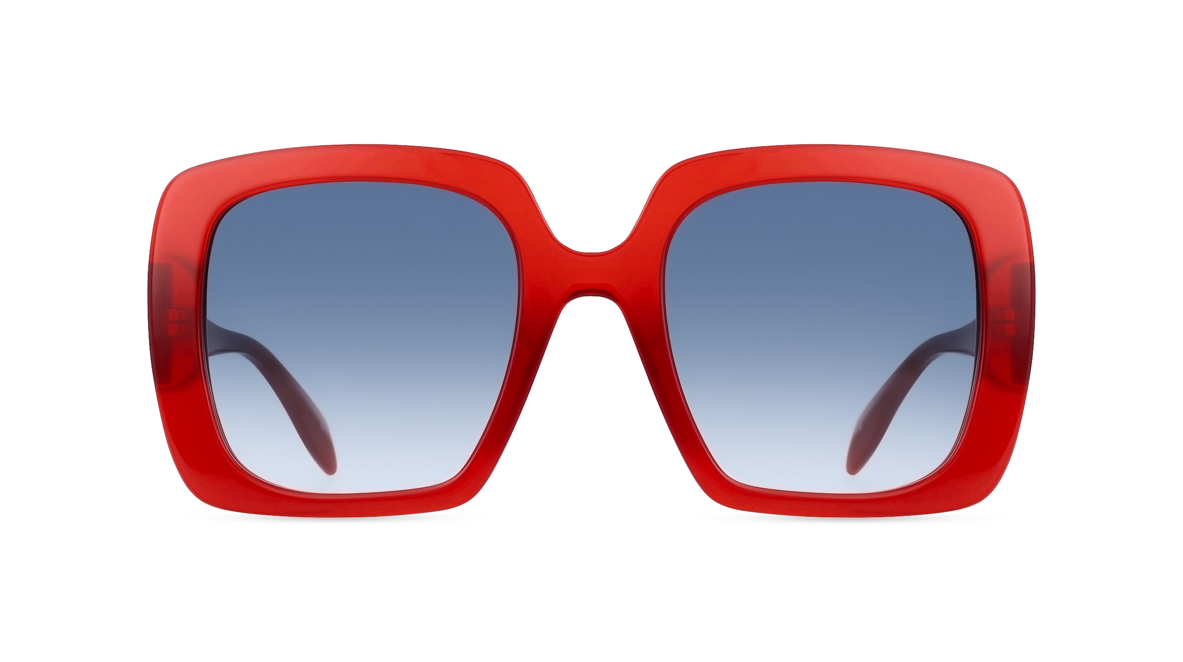 Alexander McQueen AM0378S Damen-Sonnenbrille Vollrand Eckig Kunststoff-Gestell, rot