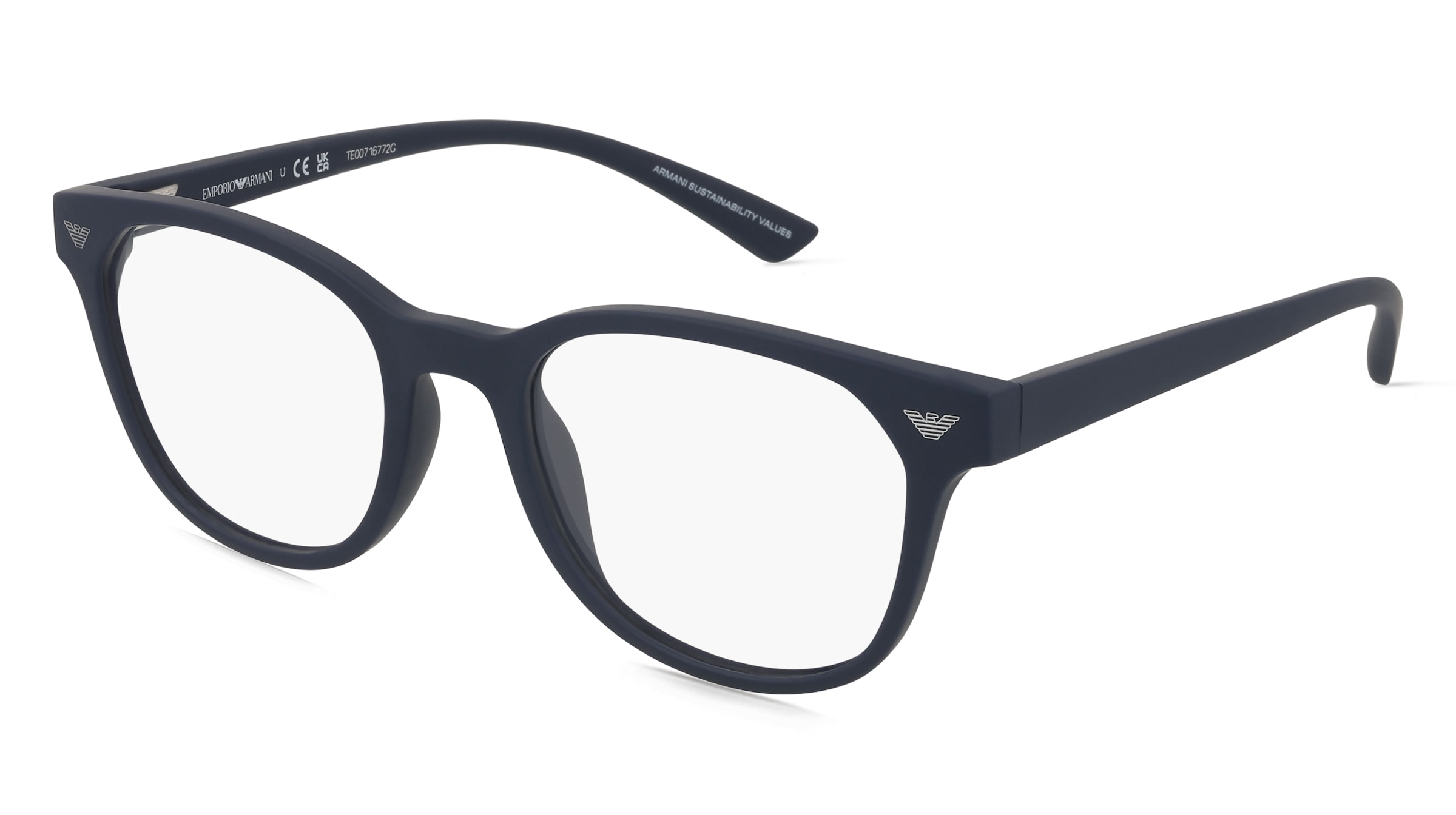 Emporio Armani 0EA3240U Herren-Brille inkl. Gläser Vollrand Panto Kunststoff-Gestell 52/20/145, Blau