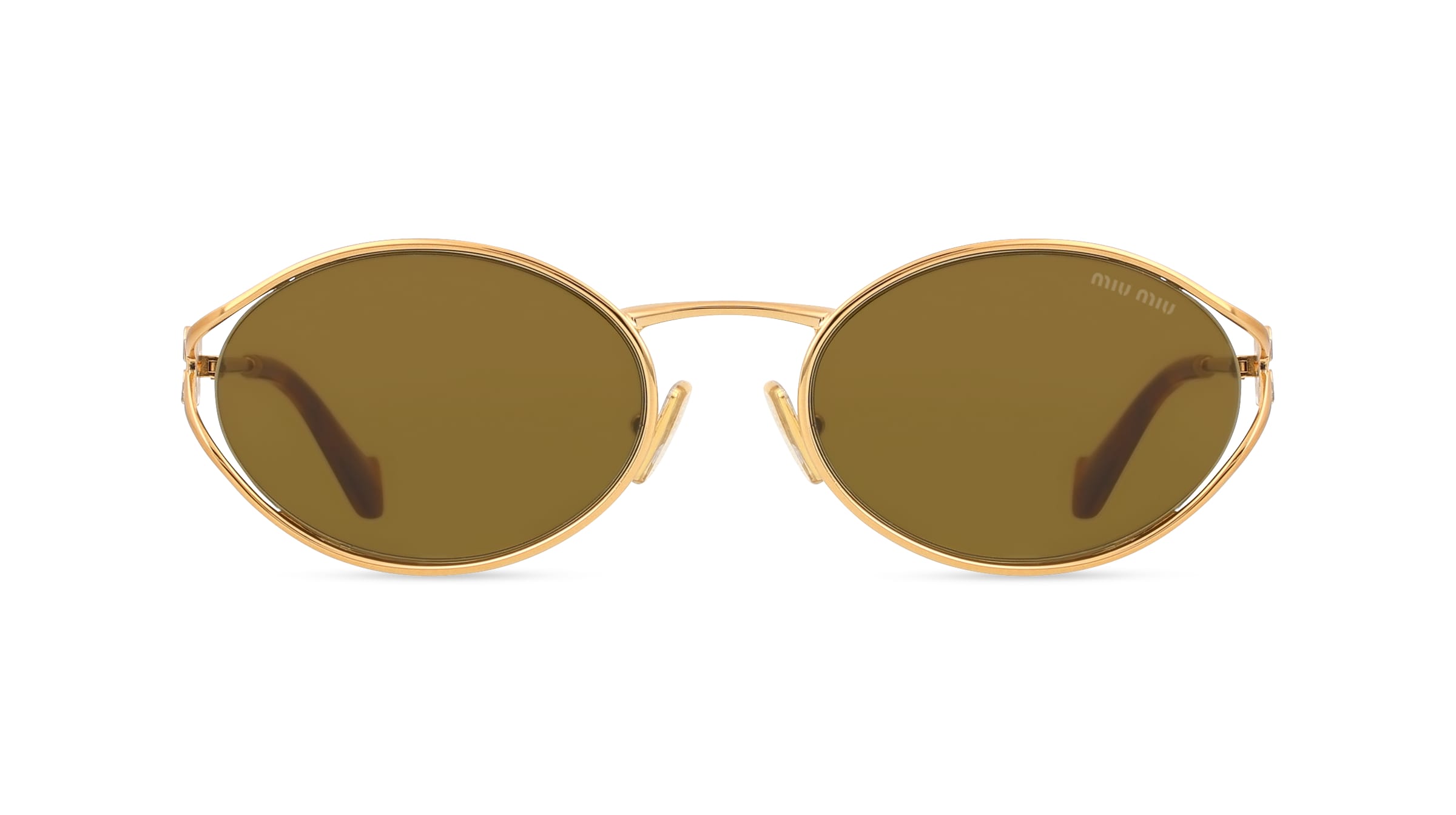 Miu Miu MU 52YS Damen-Sonnenbrille Vollrand Oval Metall-Gestell, gold