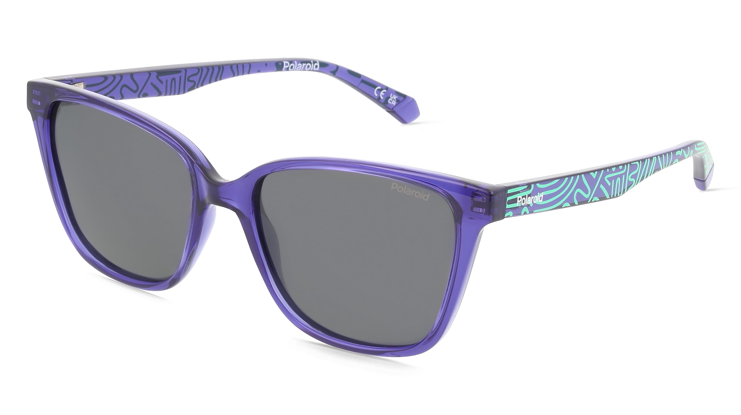 Polaroid 207386 Unisex-Sonnenbrille Vollrand Eckig Kunststoff-Gestell, Lila