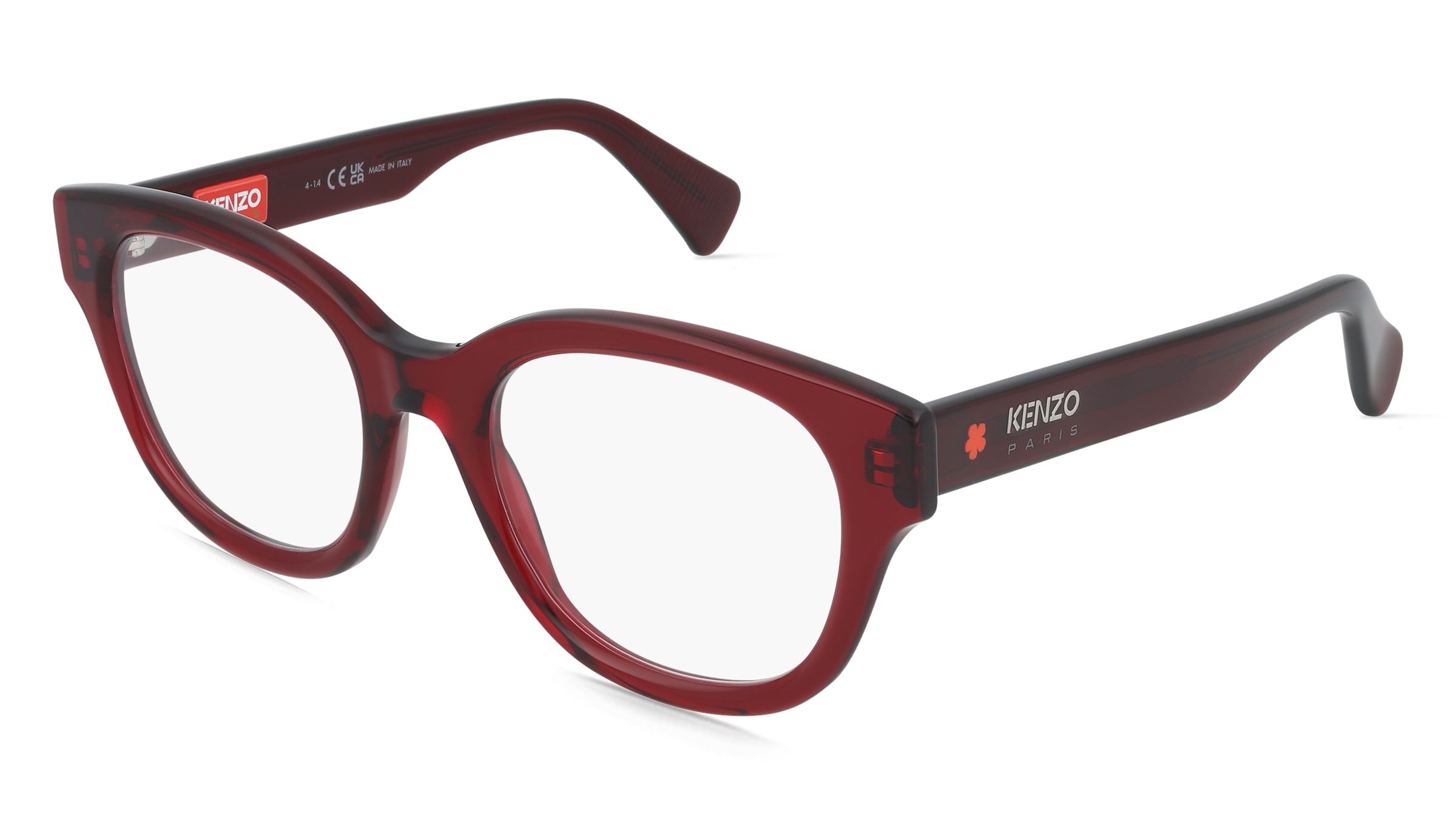 Kenzo KZ50212I Damen-Brille inkl. Gläser Vollrand Geometrisch Acetat-Gestell 51/20/145, Rot