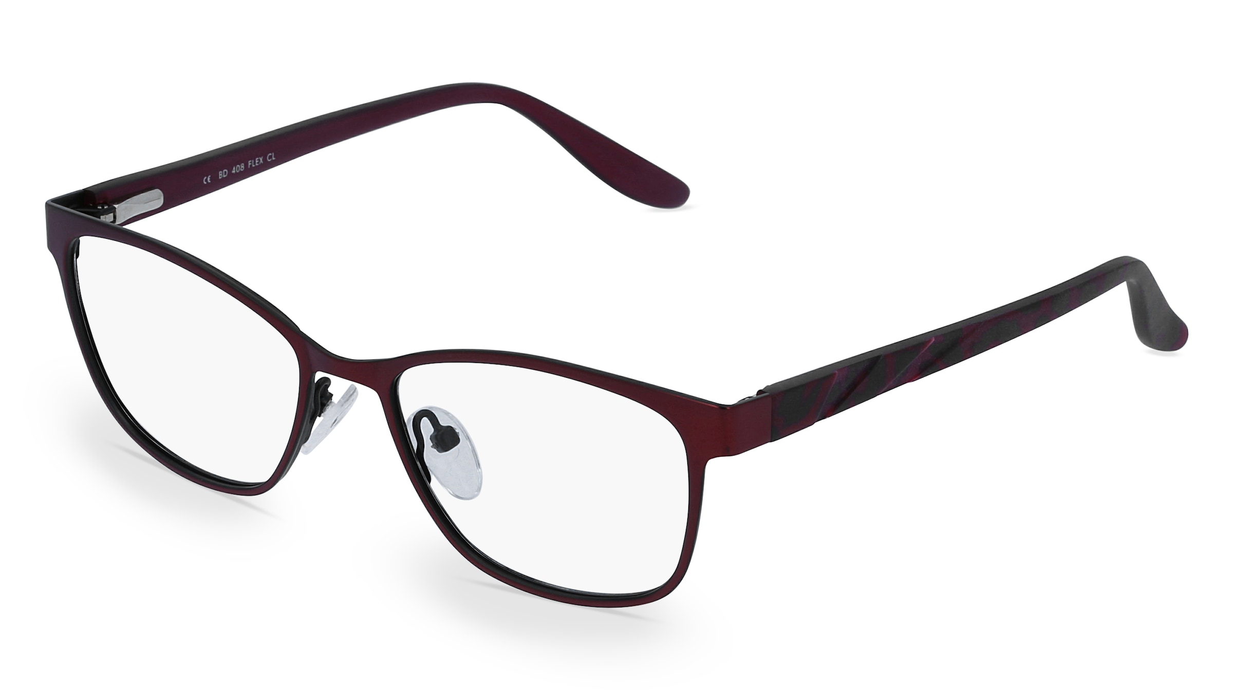 Fielmann BD 408 FLEX CL Damen-Brille inkl. Gläser Vollrand Quadratisch Edelstahl-Gestell 50/16/140, Rot