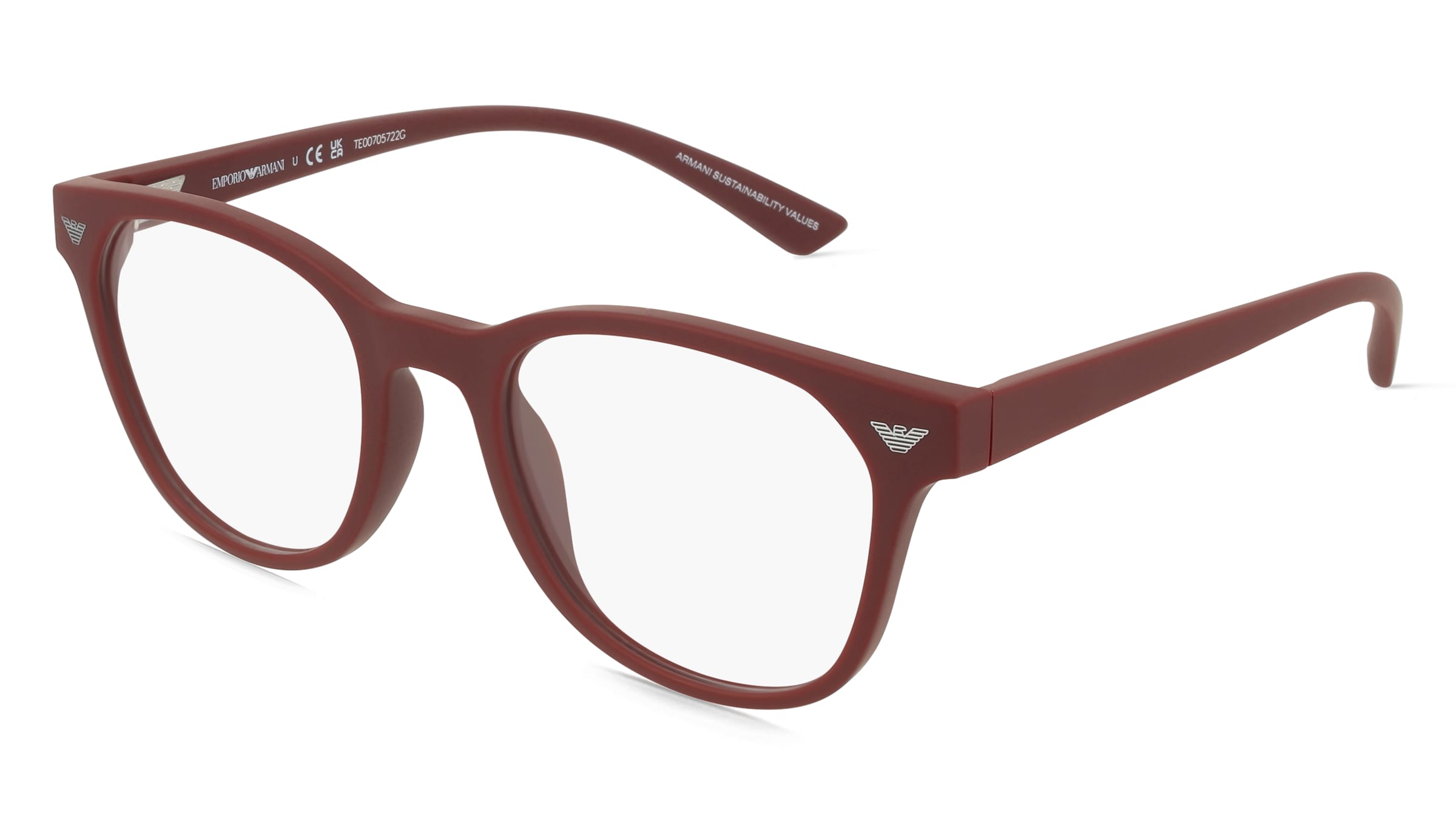 Emporio Armani 0EA3240U Herren-Brille inkl. Gläser Vollrand Panto Kunststoff-Gestell 50/20/145, Rot