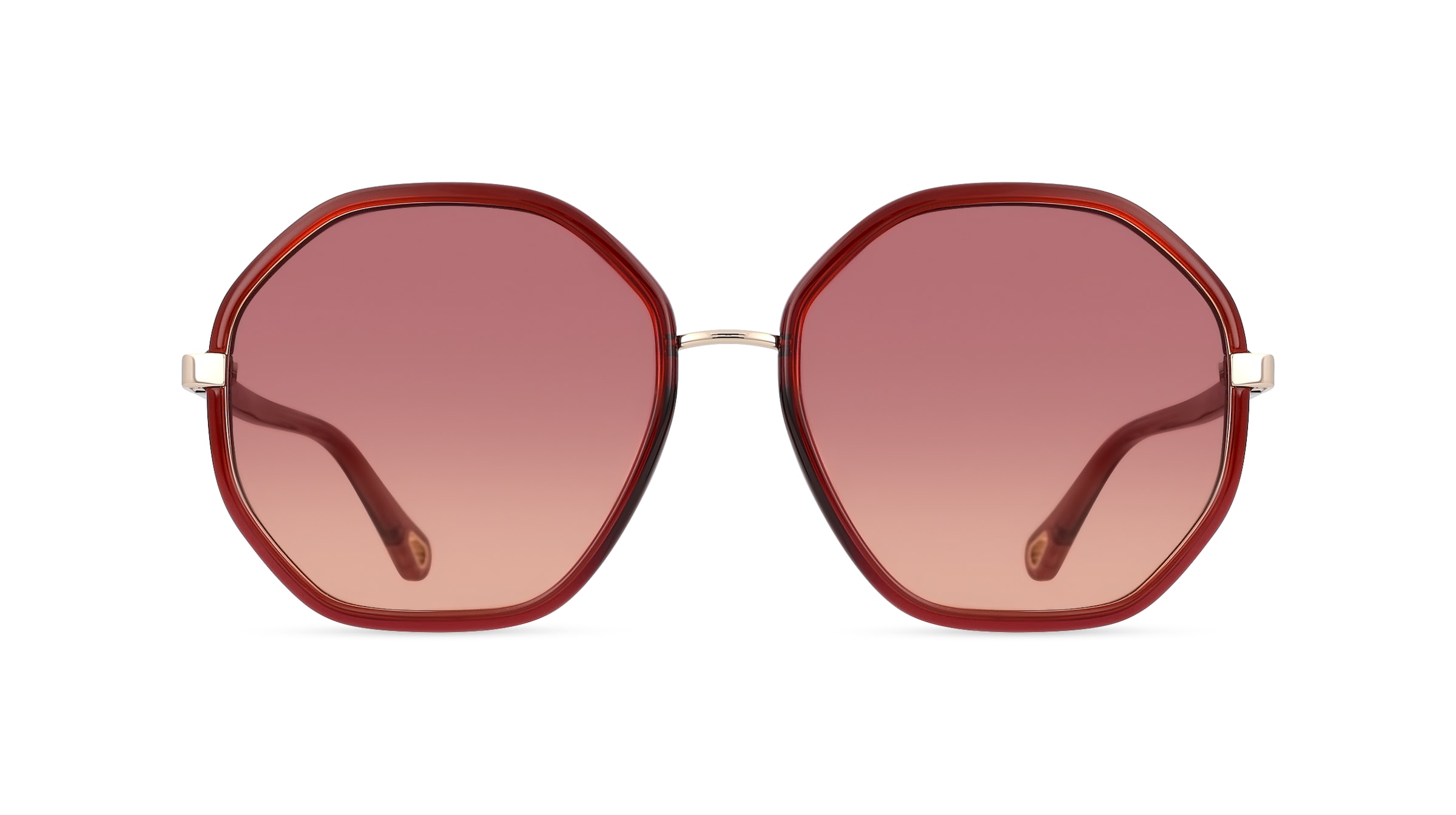 Chloé CH0133SA Damen-Sonnenbrille Vollrand Achteckig Kunststoff-Gestell, rot