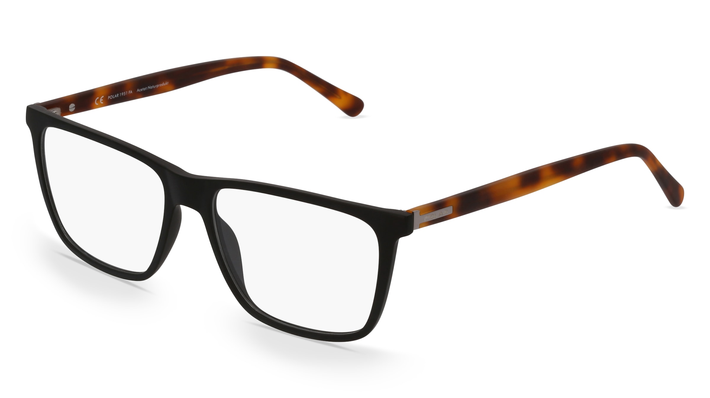 Polar 1951 Herren-Brille inkl. Gläser Vollrand Quadratisch Acetat-Gestell 54/16/145, Schwarz