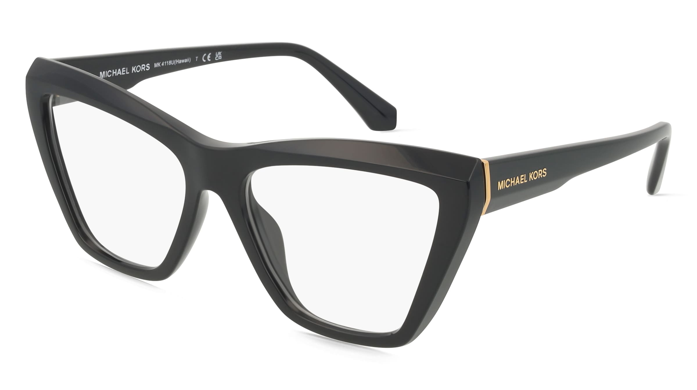 Michael Kors 0MK4118U HAWAII Damen-Brille inkl. Gläser Vollrand Cat Eye Acetat-Gestell 54/16/140, Schwarz
