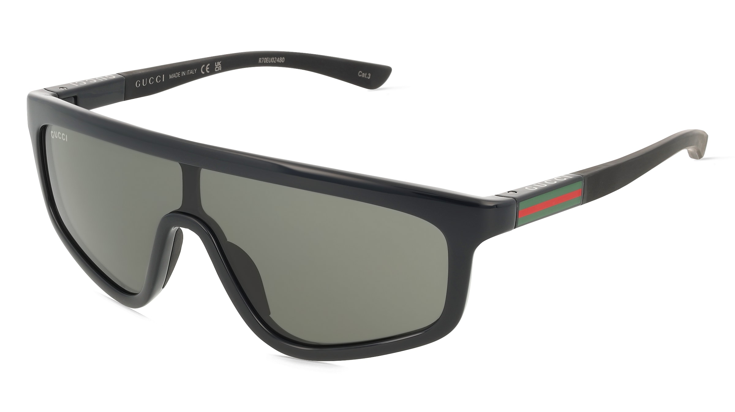Gucci GG1736S Unisex-Sonnenbrille Vollrand Monoscheibe Kunststoff-Gestell, Schwarz