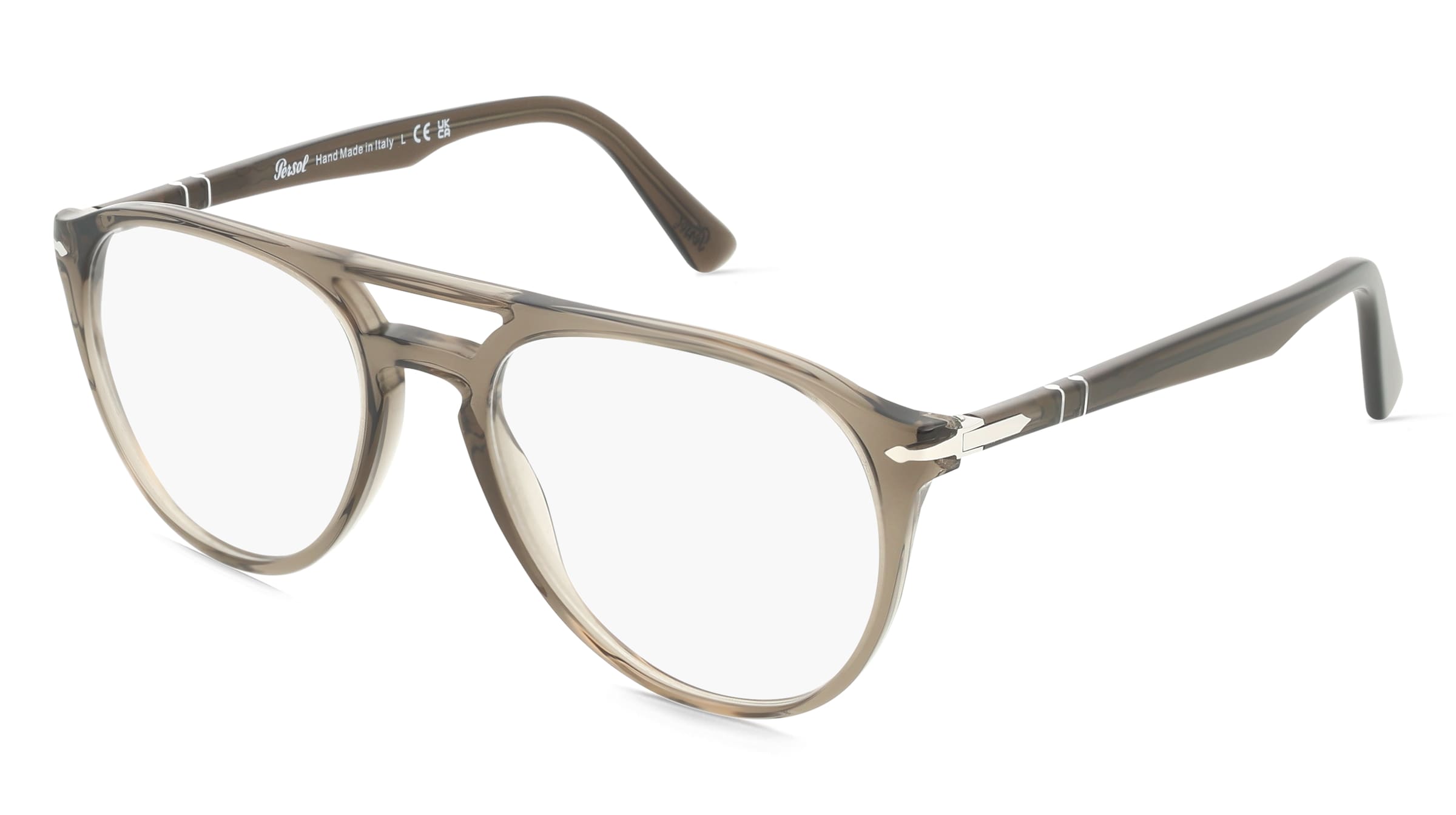Persol PO3160V Herren-Brille inkl. Gläser Vollrand Pilot Acetat-Gestell 52/18/145, Grau