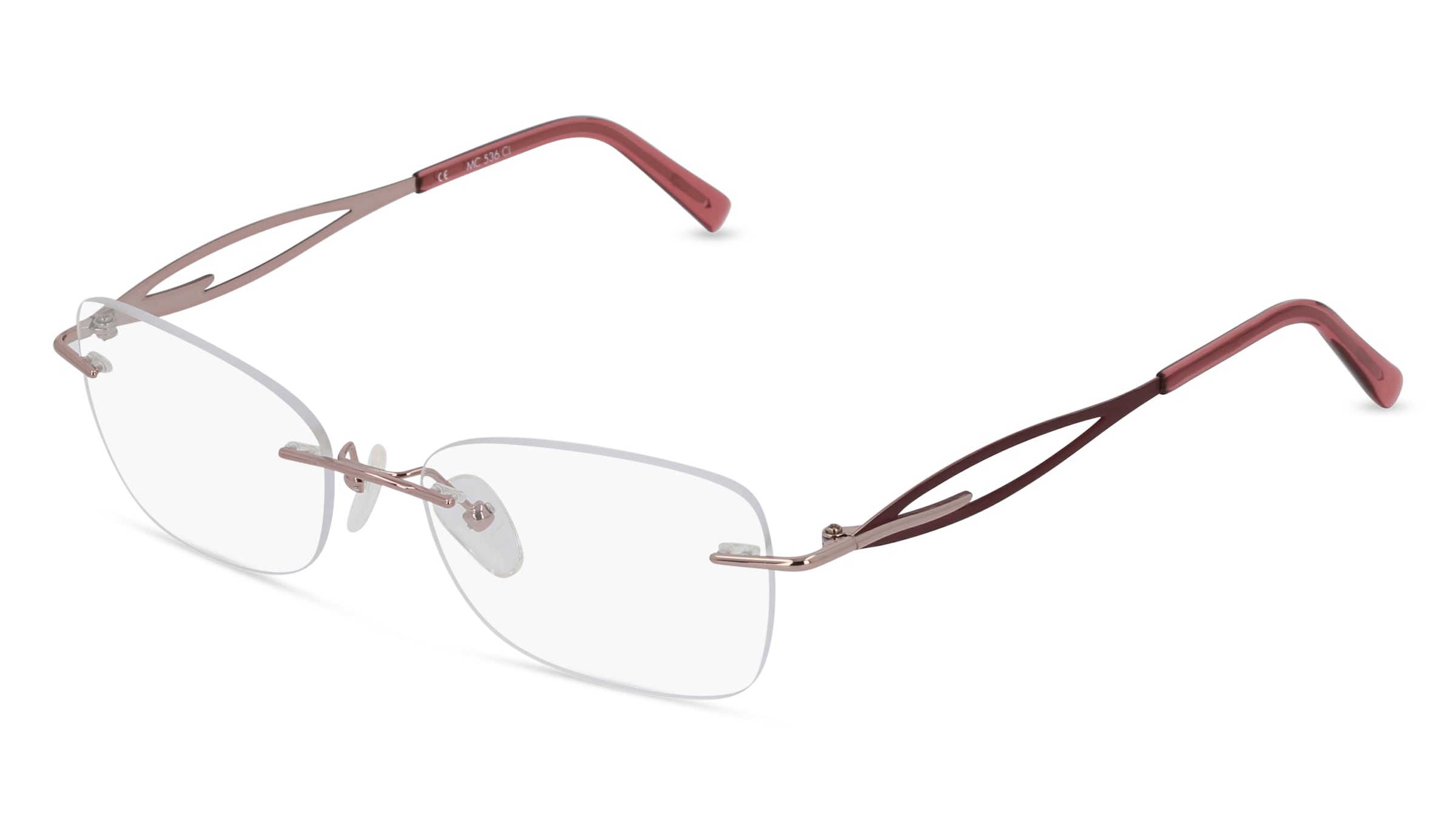 Fielmann MC 536 CL Damen-Brille inkl. Gläser Randlos Quadratisch Metall-Gestell 52/17/135, Pink