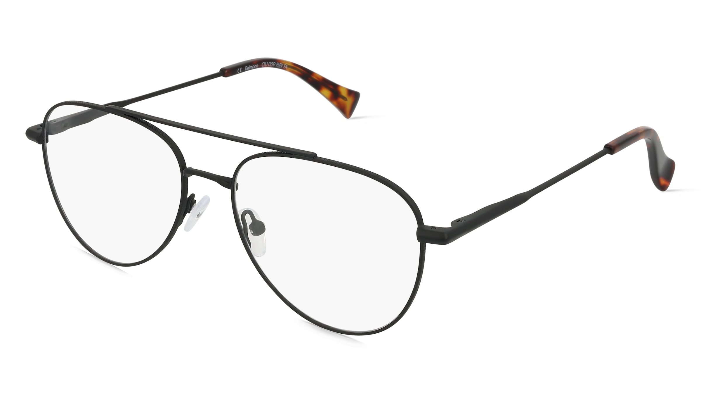 Fielmann OU 059 FLEX FA SPENCER Unisex-Brille inkl. Gläser Vollrand Pilot Edelstahl-Gestell 55/17/145, Schwarz