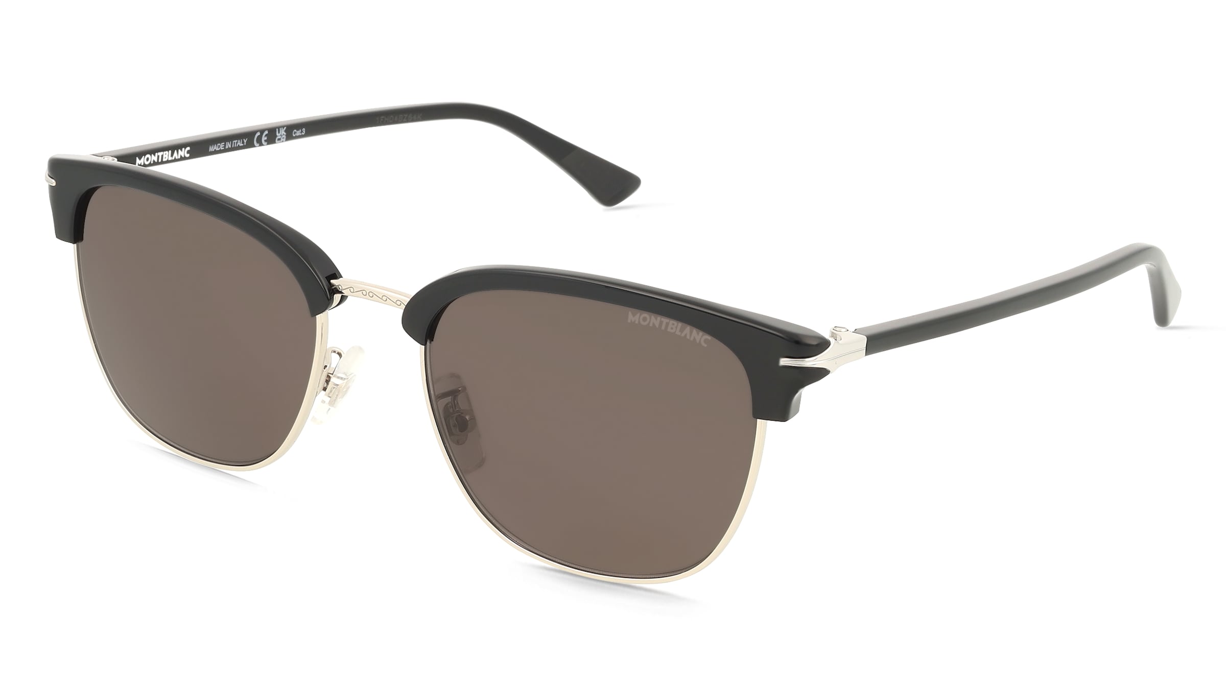 Montblanc MB0439SA Herren-Sonnenbrille Vollrand Eckig Metall-Gestell, Silber