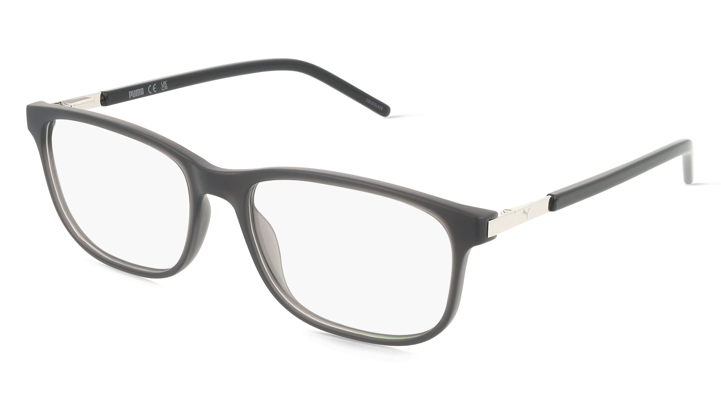 Puma PU0489O Herren-Brille inkl. Gläser Vollrand Eckig Kunststoff-Gestell 57/17/145, Grau
