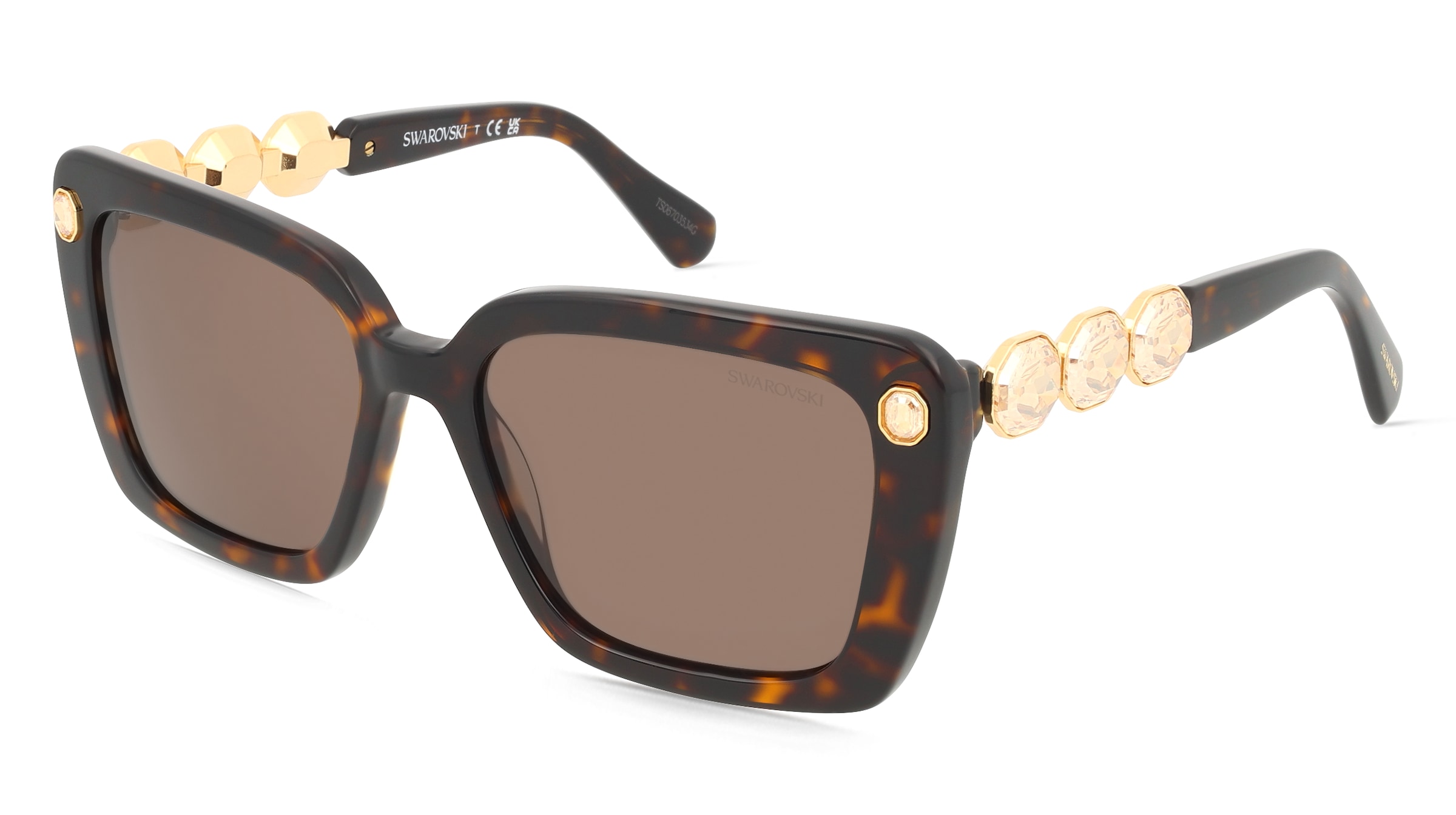 Swarovski SK6032 Damen-Sonnenbrille Vollrand Quadratisch Acetat-Gestell, Havanna