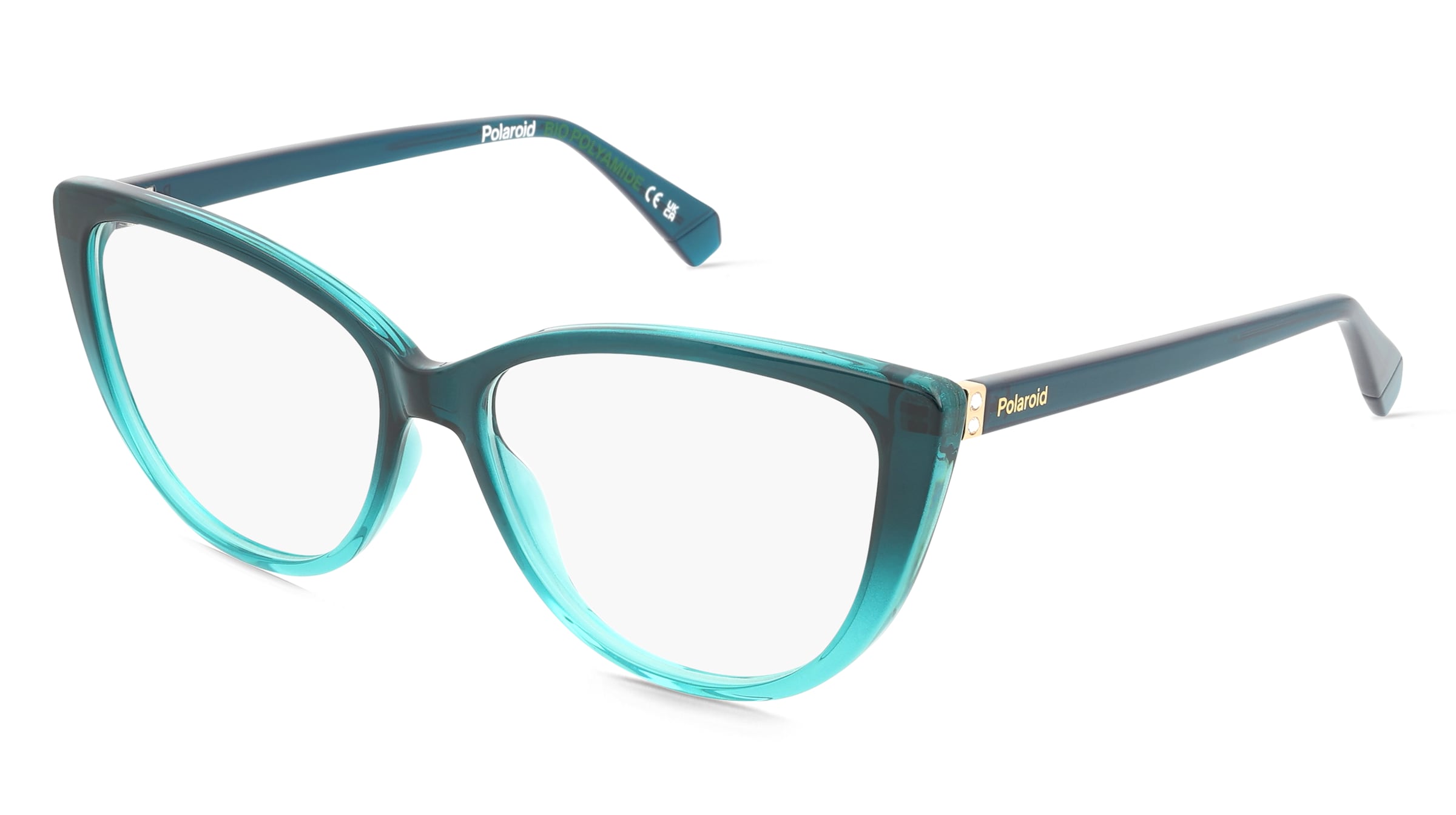 Polaroid PLD D543 Damen-Brille inkl. Gläser Vollrand Cat Eye Kunststoff-Gestell 56/15/145, Grün