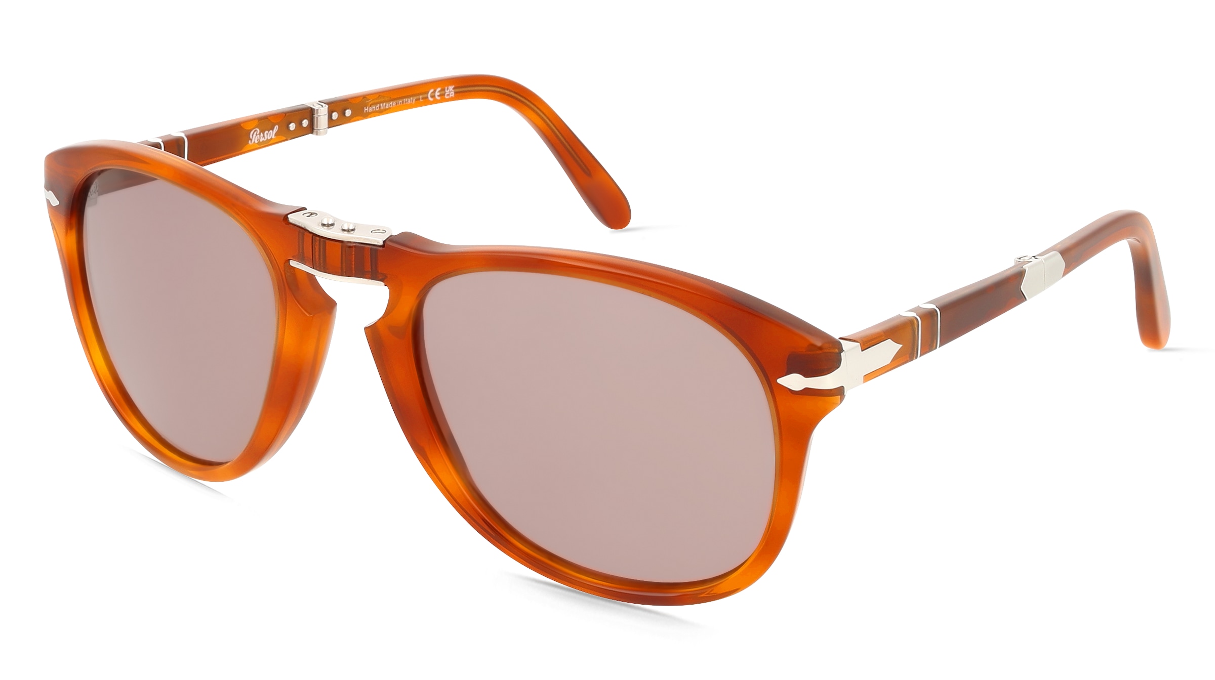 Persol PO0714SM Herren-Sonnenbrille Vollrand Pilot Acetat-Gestell, Orange