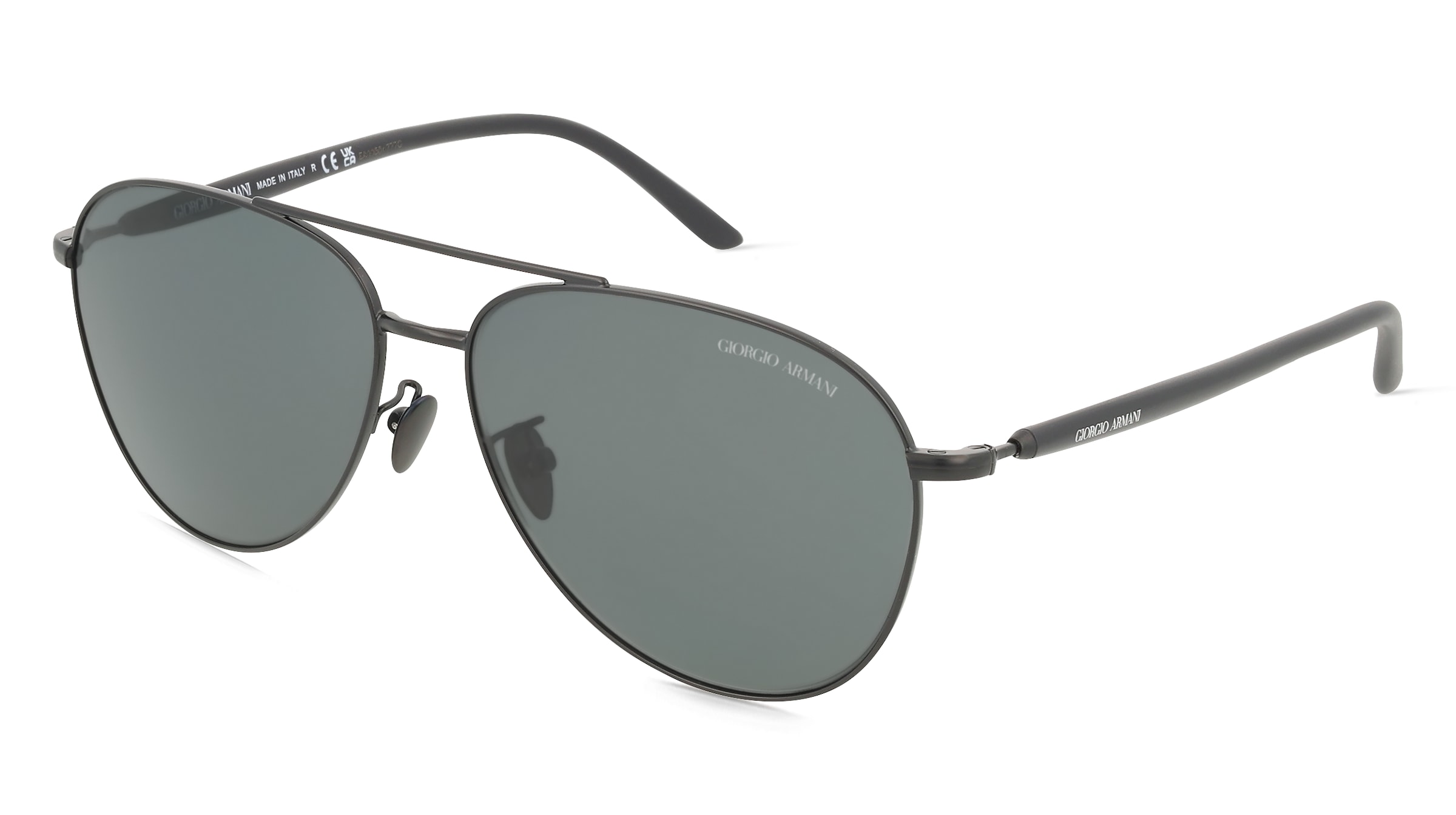 Giorgio Armani AR6162 Herren-Sonnenbrille Vollrand Pilot Metall-Gestell, Schwarz