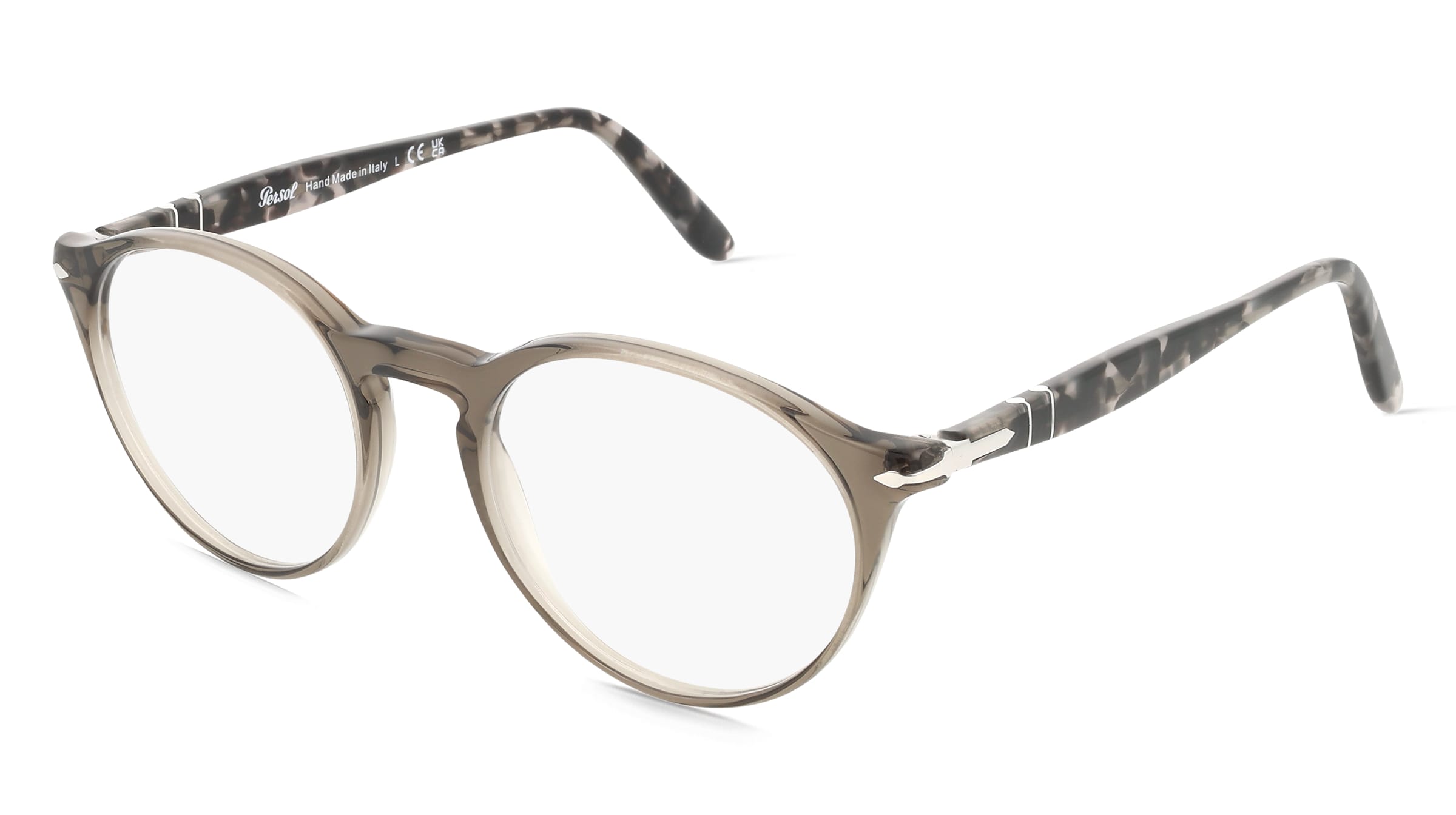 Persol PO3092V Herren-Brille inkl. Gläser Vollrand Panto Acetat-Gestell 50/19/145, Grau