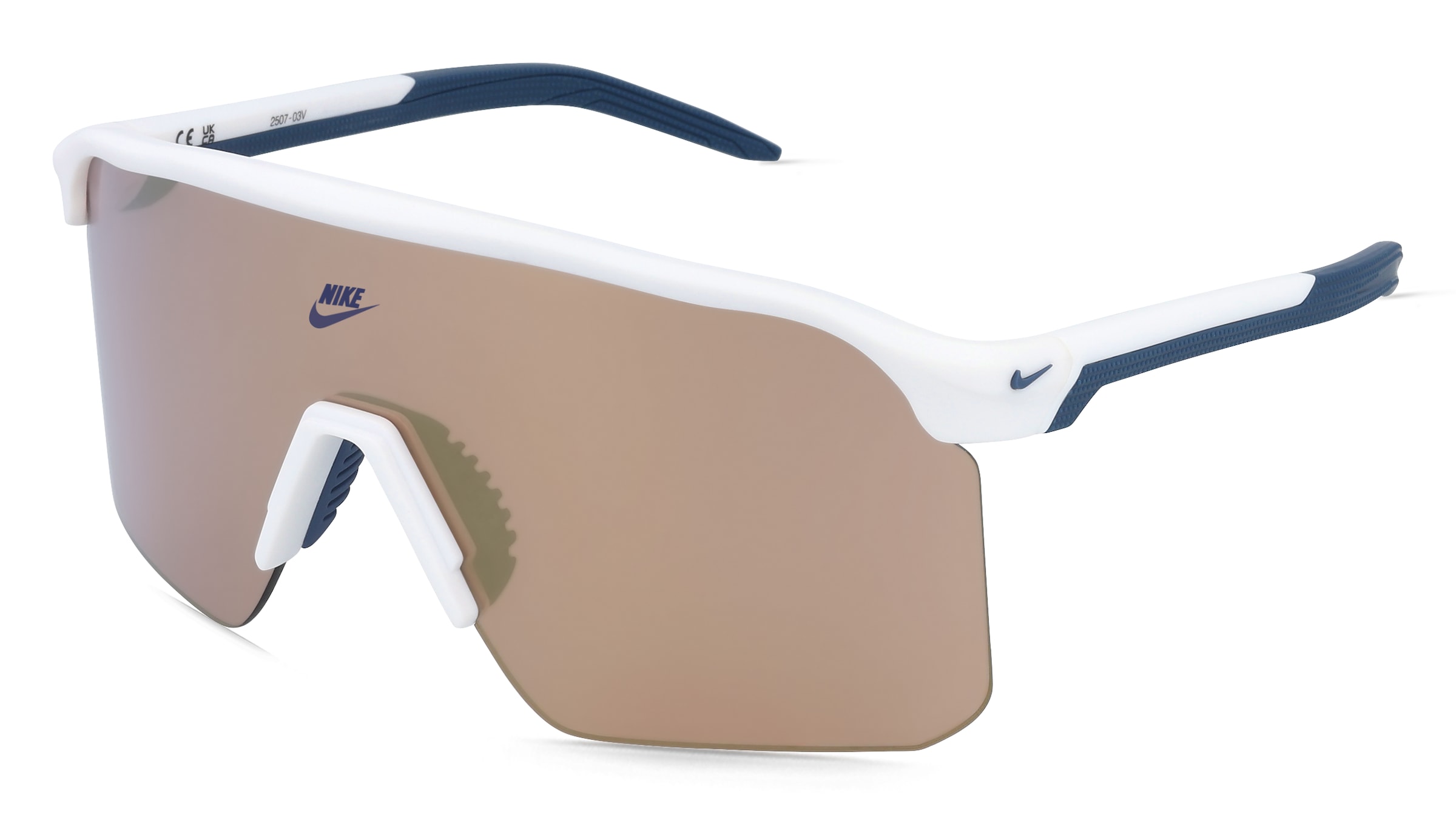 Nike NIKE EXPEDITION SHIELD E N IU4700X Herren-Sonnenbrille Halbrand Monoscheibe Kunststoff-Gestell, Weiß