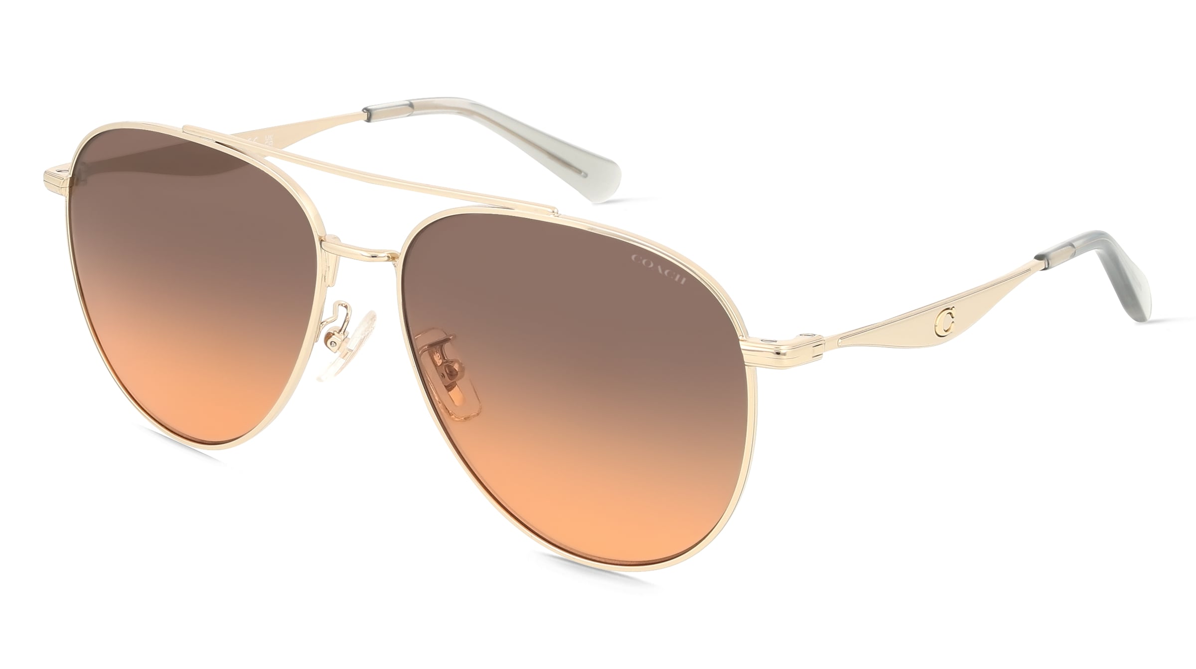 Coach HC7169 Damen-Sonnenbrille Vollrand Pilot Metall-Gestell, Gold