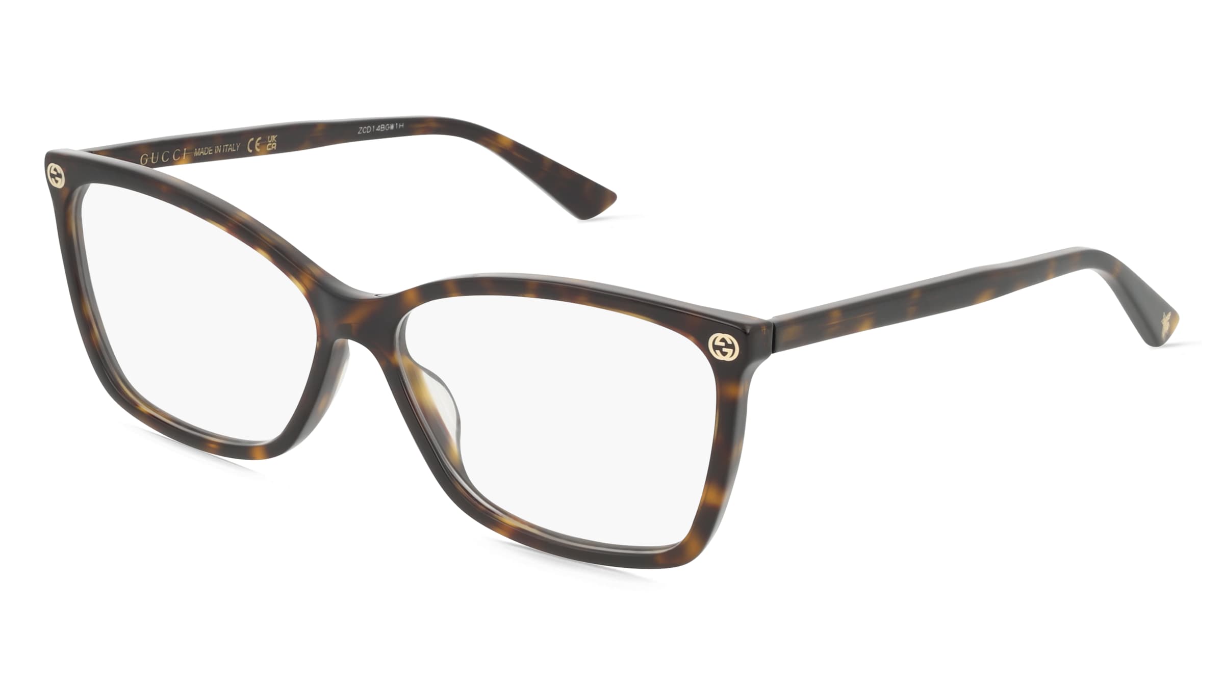 Gucci GG0025O Unisex-Brille inkl. Gläser Vollrand Cat Eye Acetat-Gestell 56/14/140, Havanna
