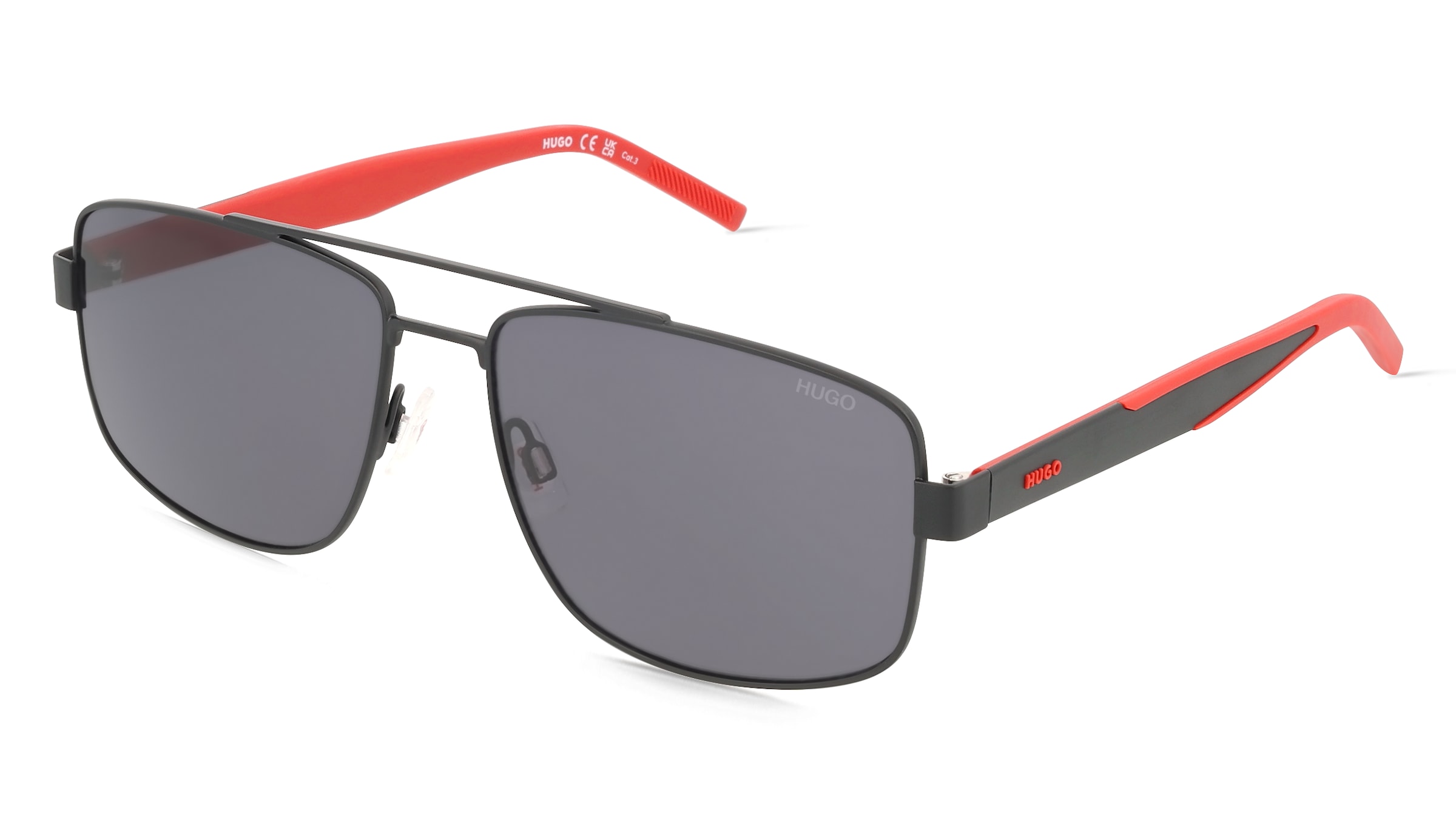 Hugo HG 1338/S Herren-Sonnenbrille Vollrand Eckig Metall-Gestell, Schwarz