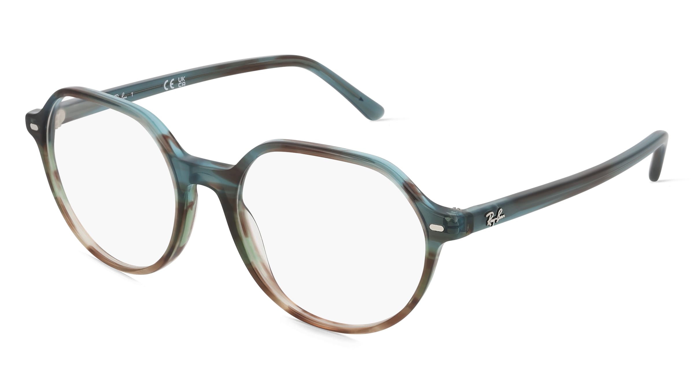 Ray-Ban RX5395 Unisex-Brille inkl. Gläser Vollrand Rund Acetat-Gestell 51/18/145, Blau