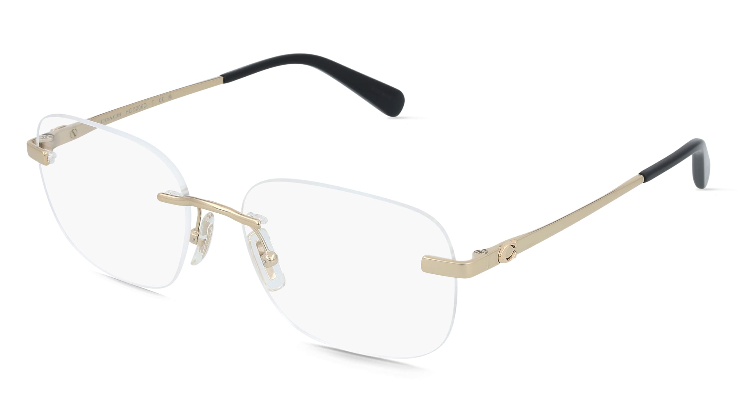 Coach HC5206D Damen-Brille inkl. Gläser Randlos Geometrisch Metall-Gestell 55/17/145, Gold