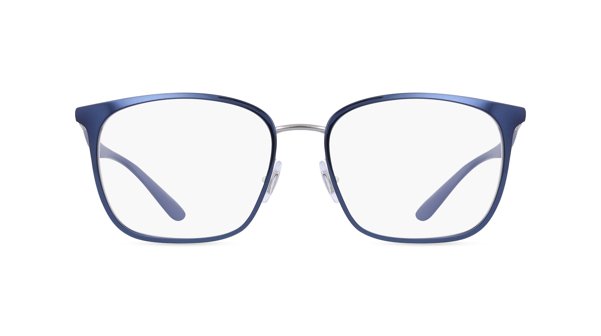 Ray-Ban RX6486 Unisex-Brille inkl. Gläser Vollrand Quadratisch Edelstahl-Gestell 52/17/145, blau