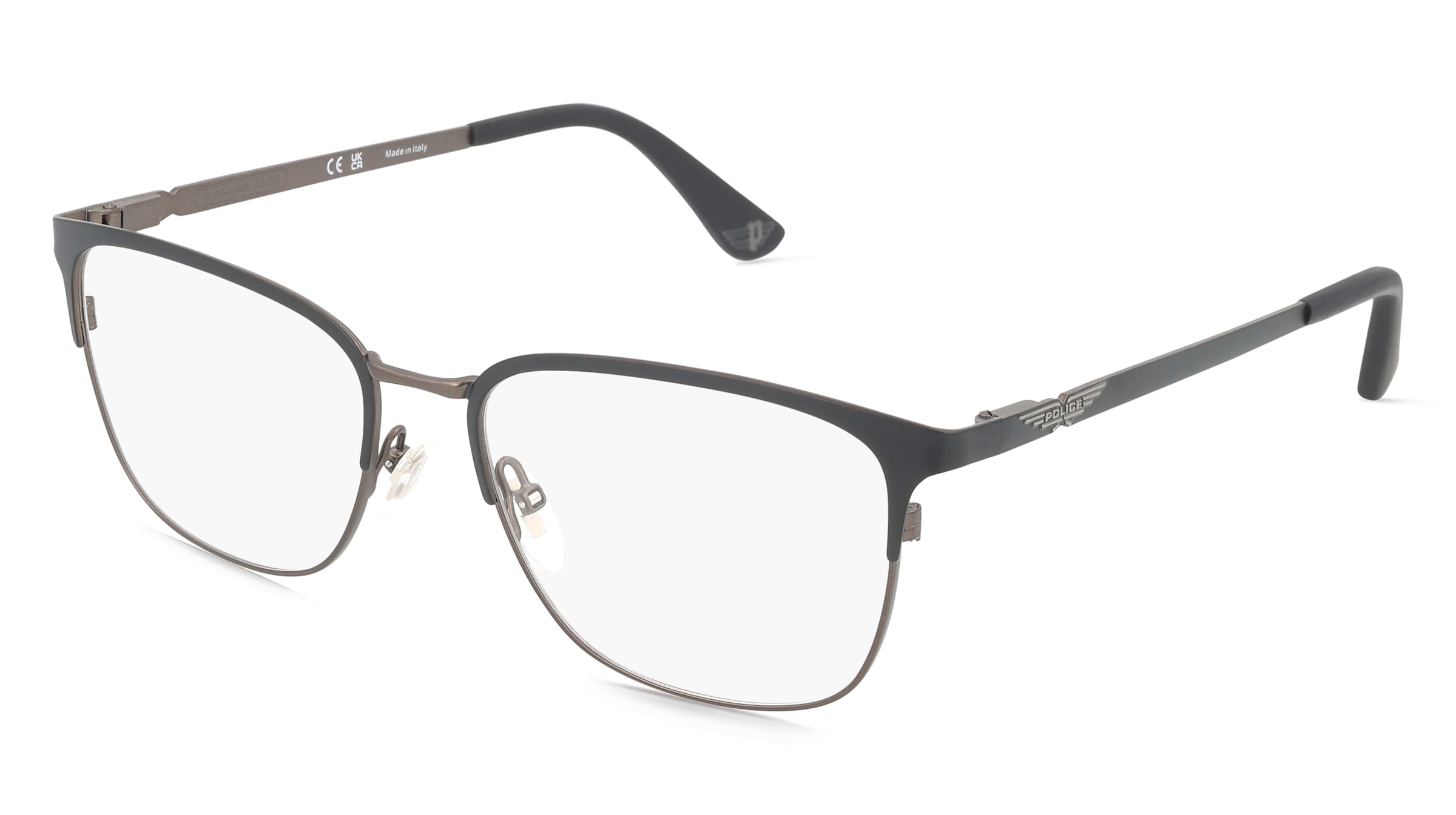 Police VPL B52 Herren-Brille inkl. Gläser Vollrand Quadratisch Metall-Gestell 54/17/145, Schwarz