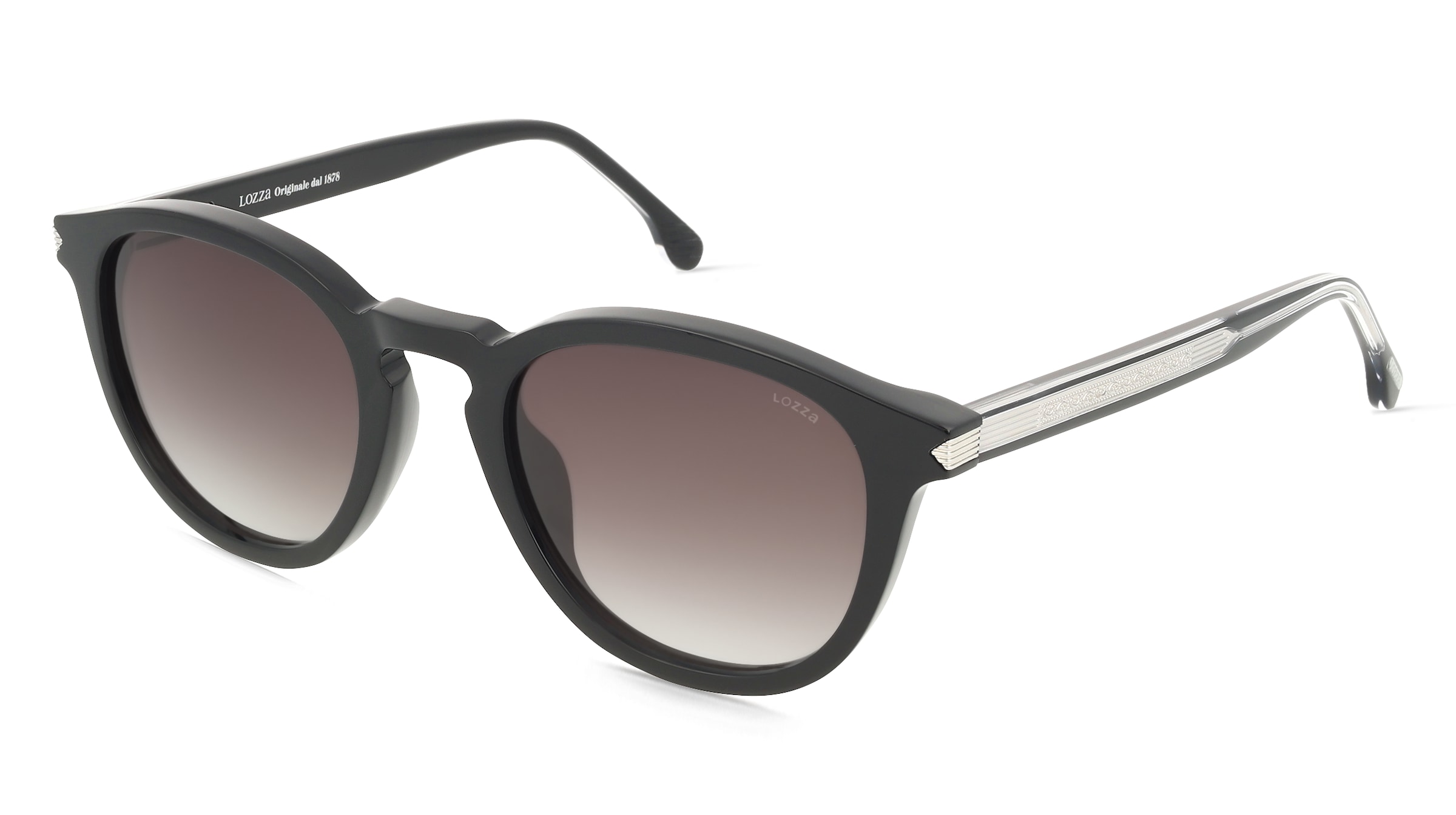 Lozza SL4373 Unisex-Sonnenbrille Vollrand Panto Acetat-Gestell, Schwarz