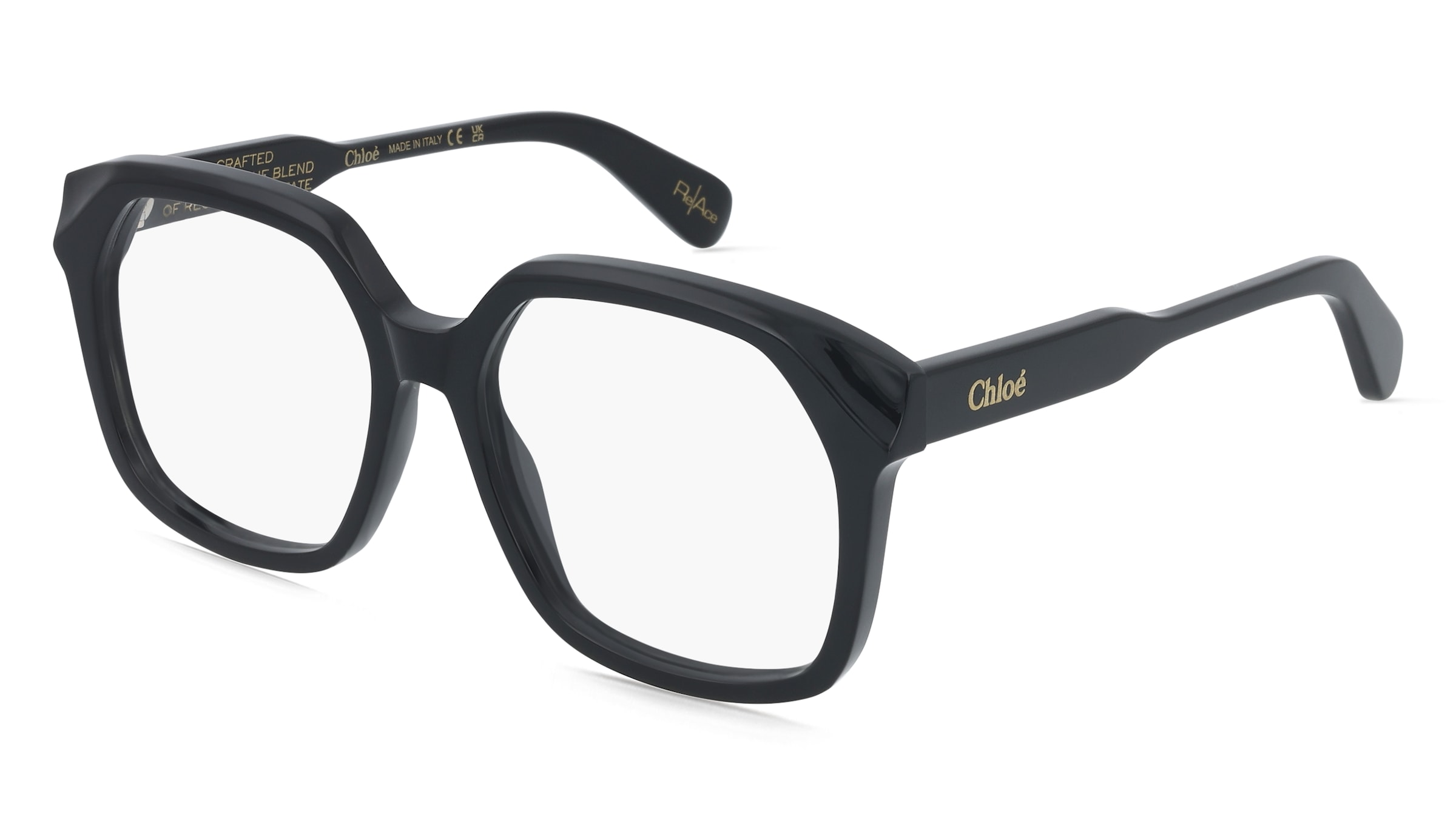Chloé CH0263O Damen-Brille inkl. Gläser Vollrand Eckig Acetat-Gestell 53/16/145, Schwarz
