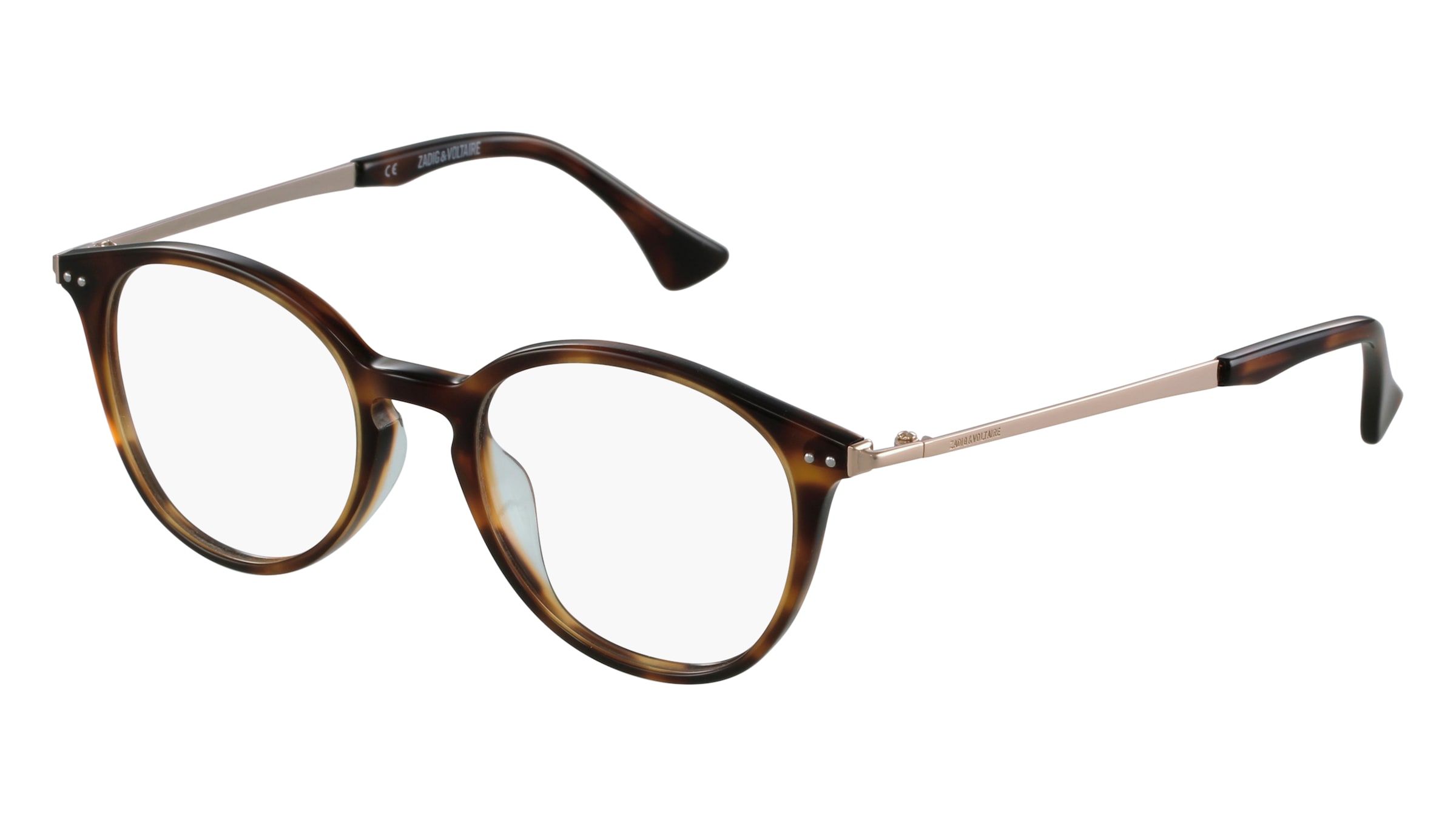 Zadig &amp; Voltaire ZVVZV048 Unisex-Brille inkl. Gläser Vollrand Panto Kunststoff-Gestell 49/19/140, Havanna