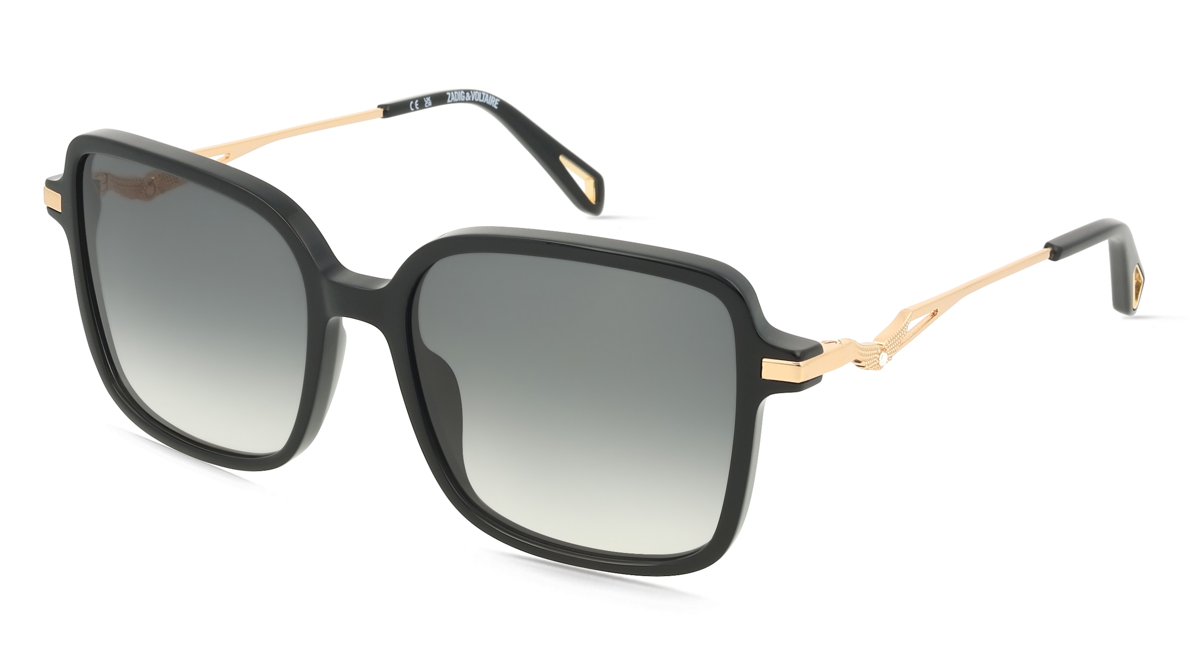 Zadig &amp; Voltaire SZV466S Damen-Sonnenbrille Vollrand Quadratisch Kunststoff-Gestell, Schwarz