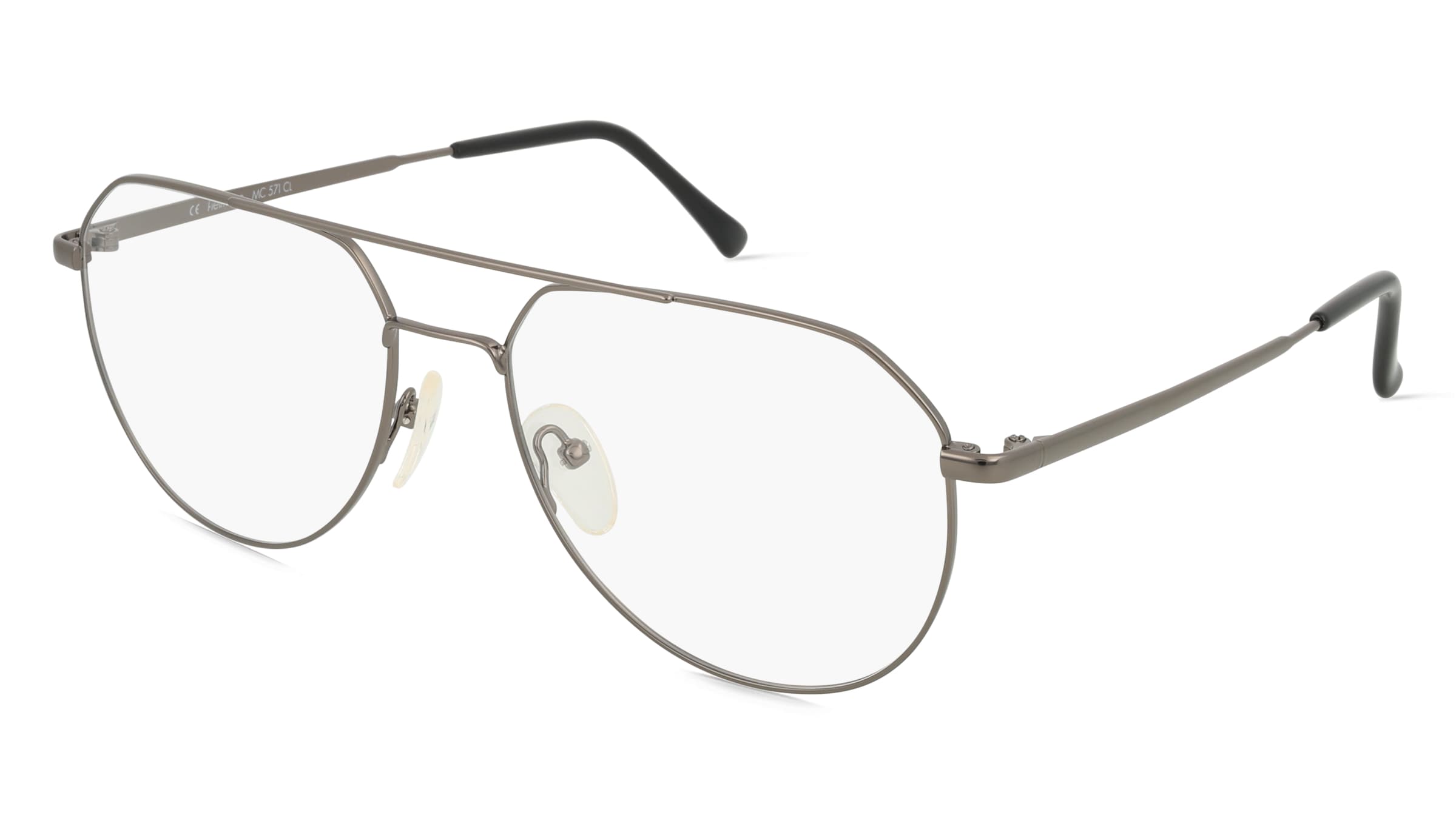 Fielmann MC 571 CL ENZO Unisex-Brille inkl. Gläser Vollrand Pilot Edelstahl-Gestell 55/15/140, Grau